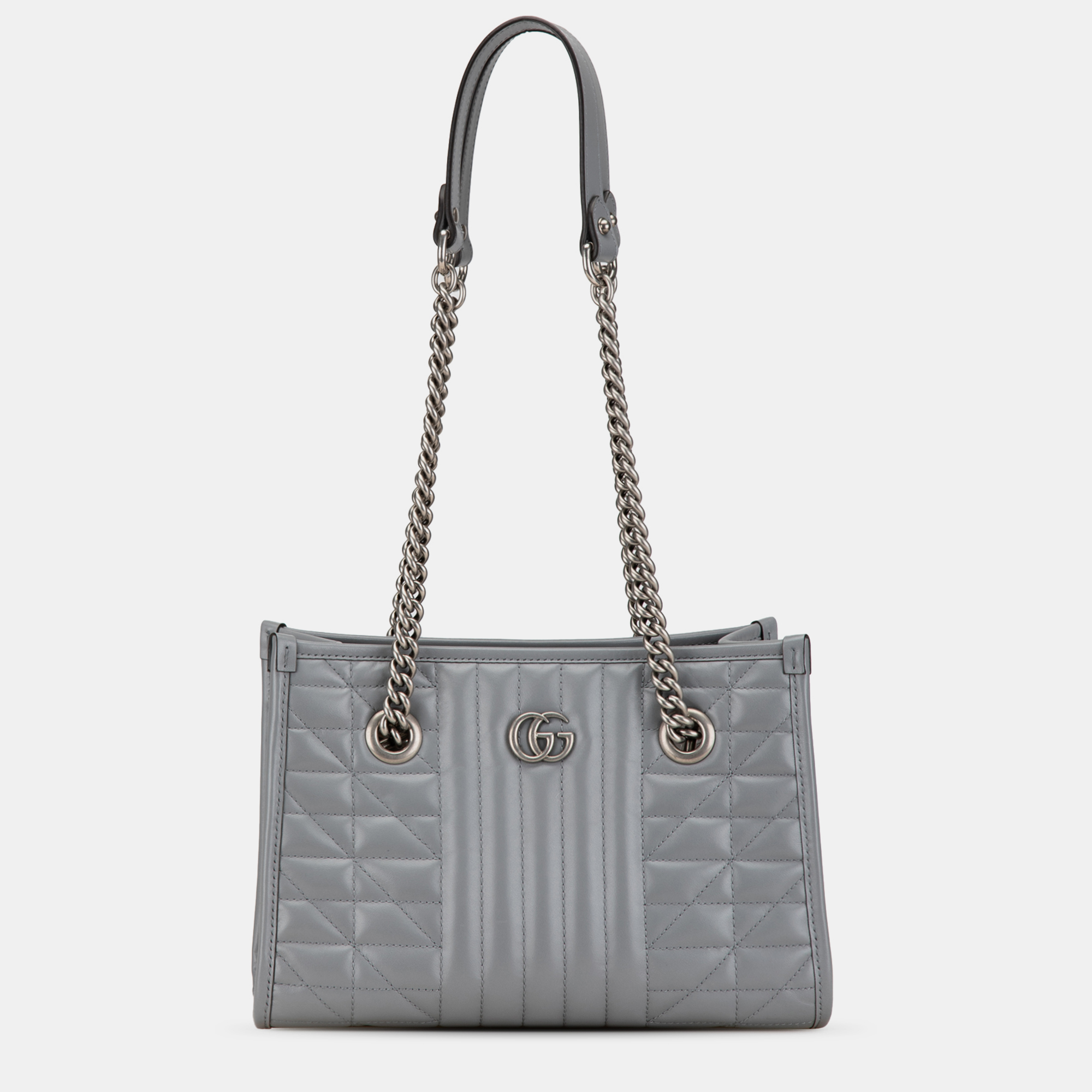 

Gucci Grey Small GG Marmont Aria Chain Tote