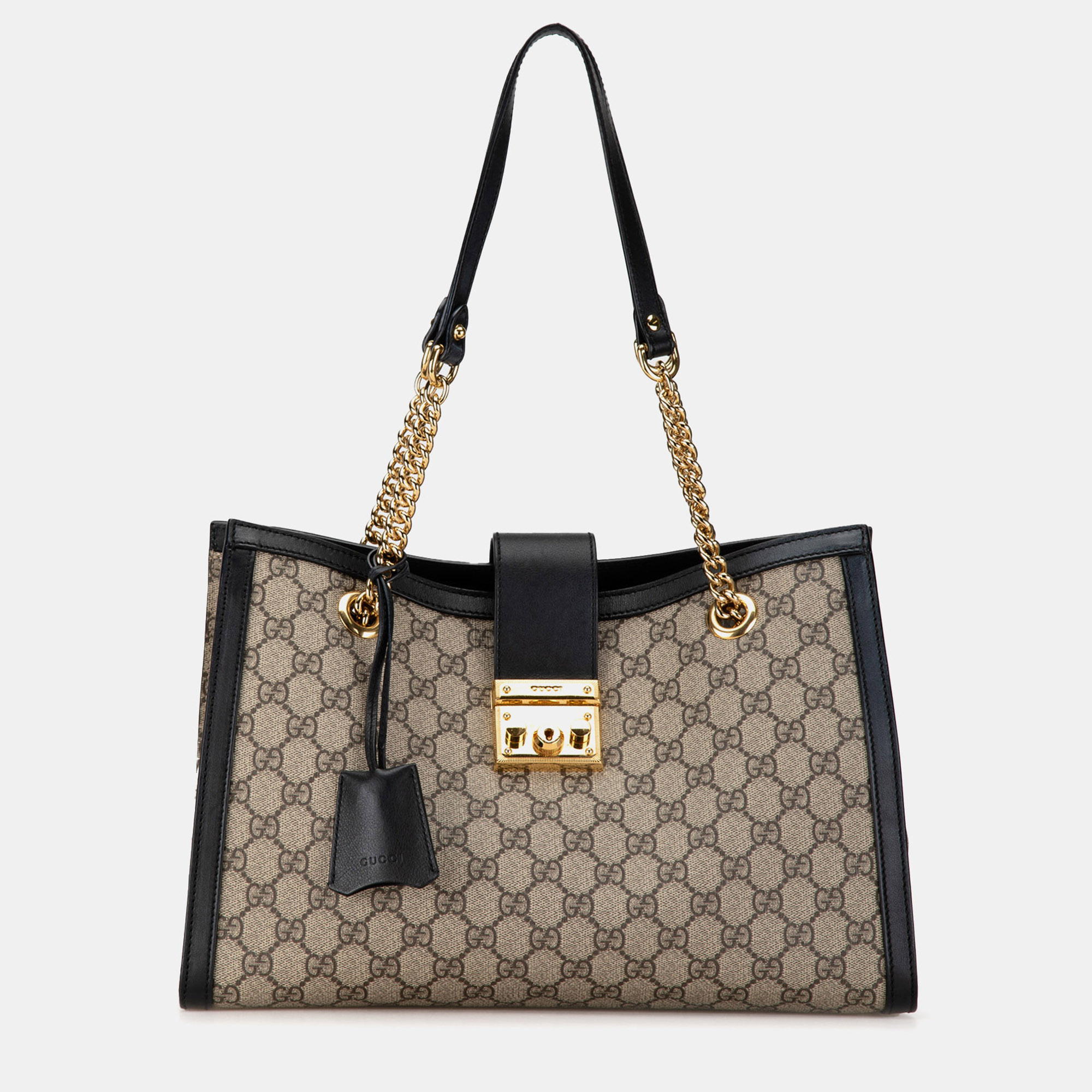 

Gucci Beige/Black Medium GG Supreme Padlock Tote