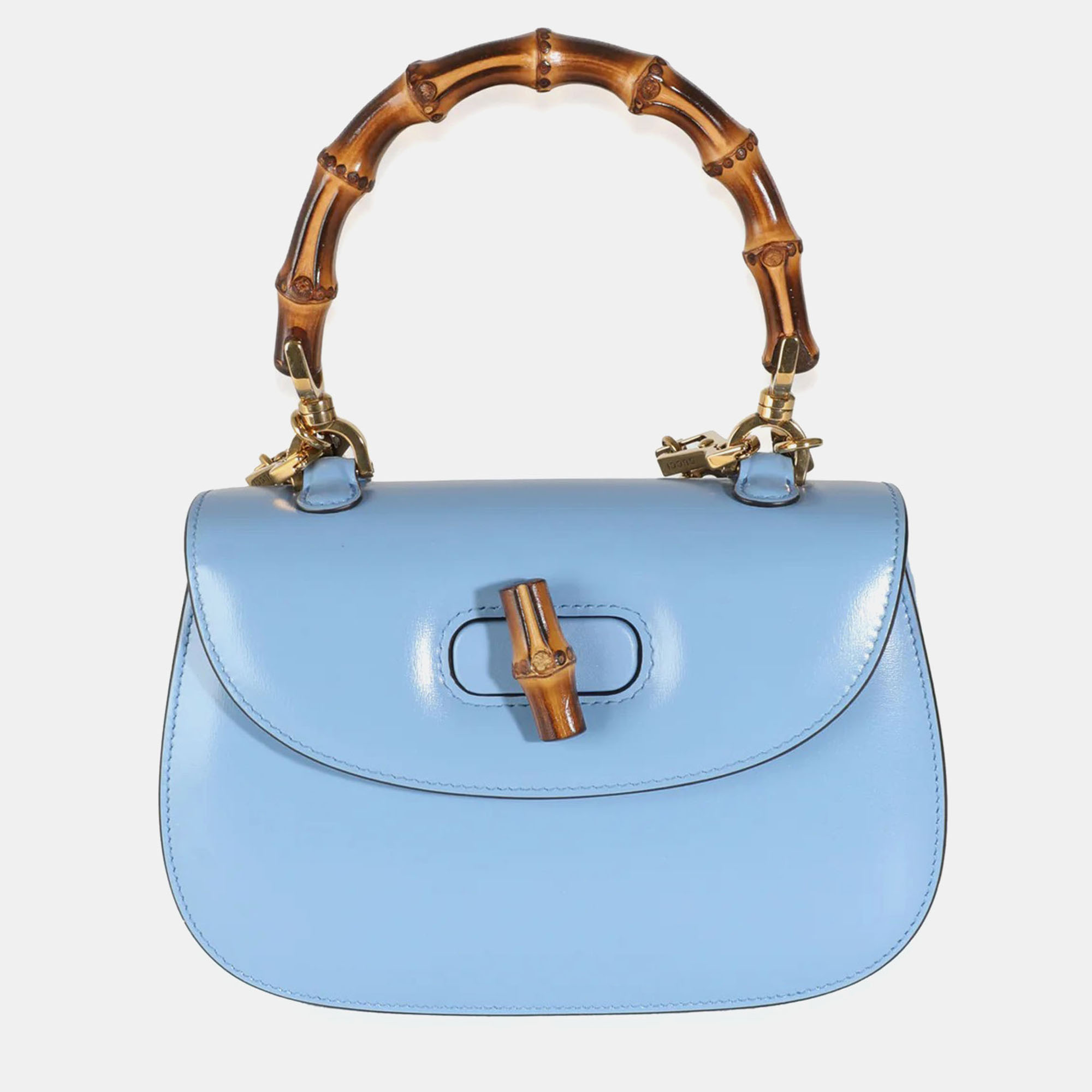 

Gucci Blue Boarded Dyana Lux Calfskin Web Small Bamboo 1947 Top Handle Bag