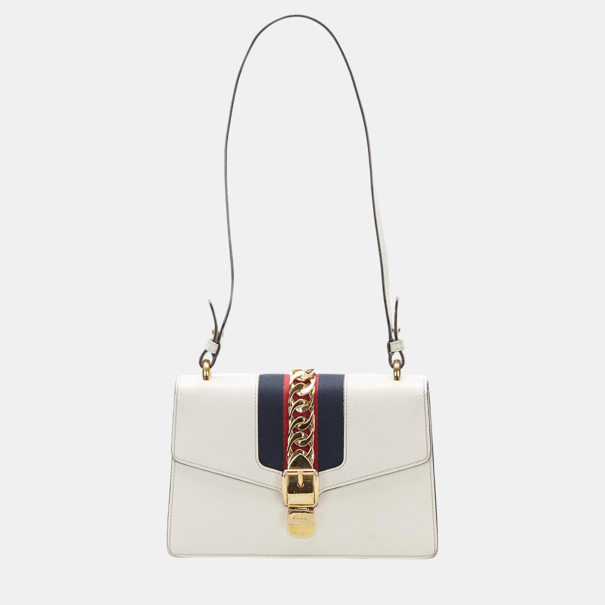 

Gucci White Small Leather Sylvie Satchel