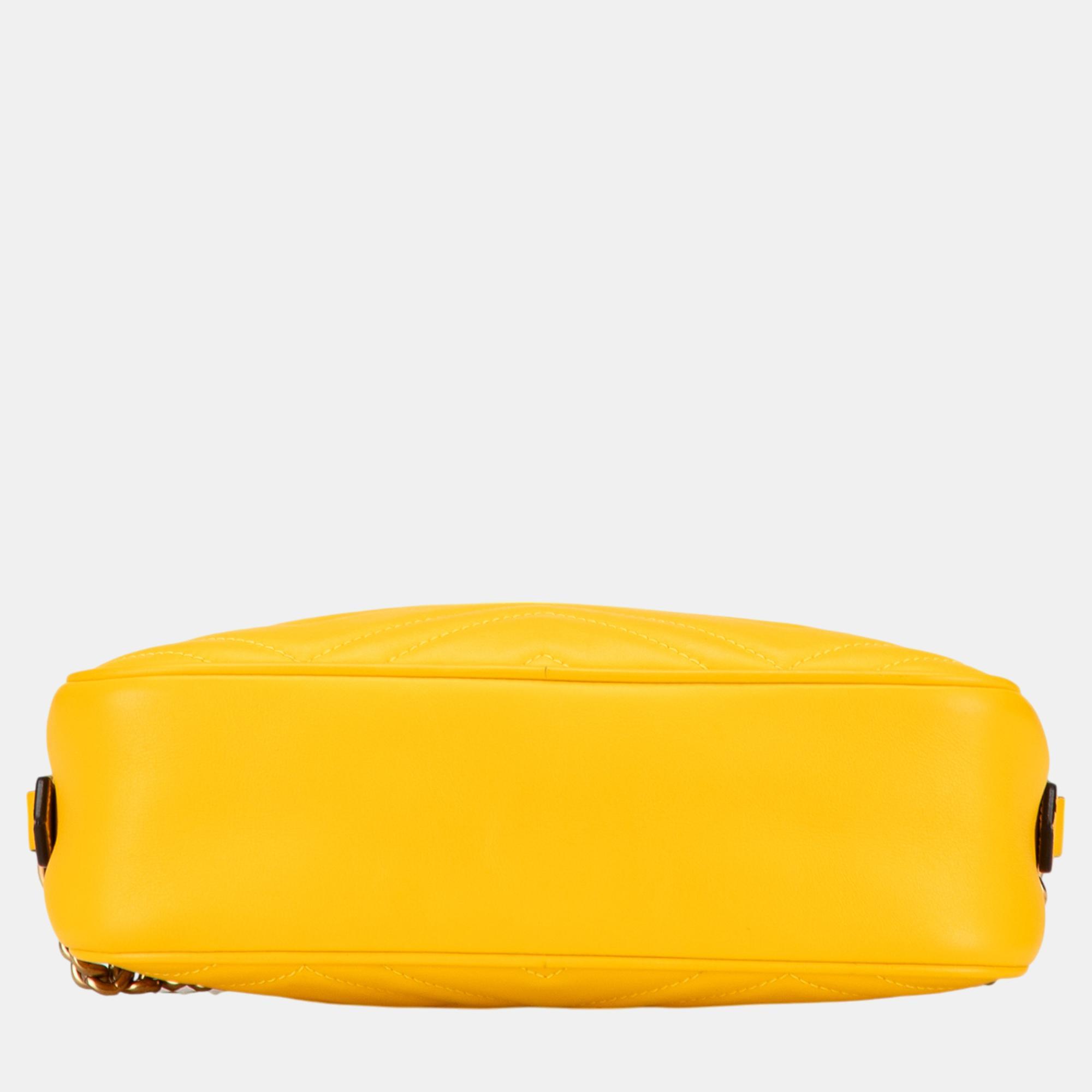 Gucci Yellow Small GG Marmont Matelasse Crossbody 