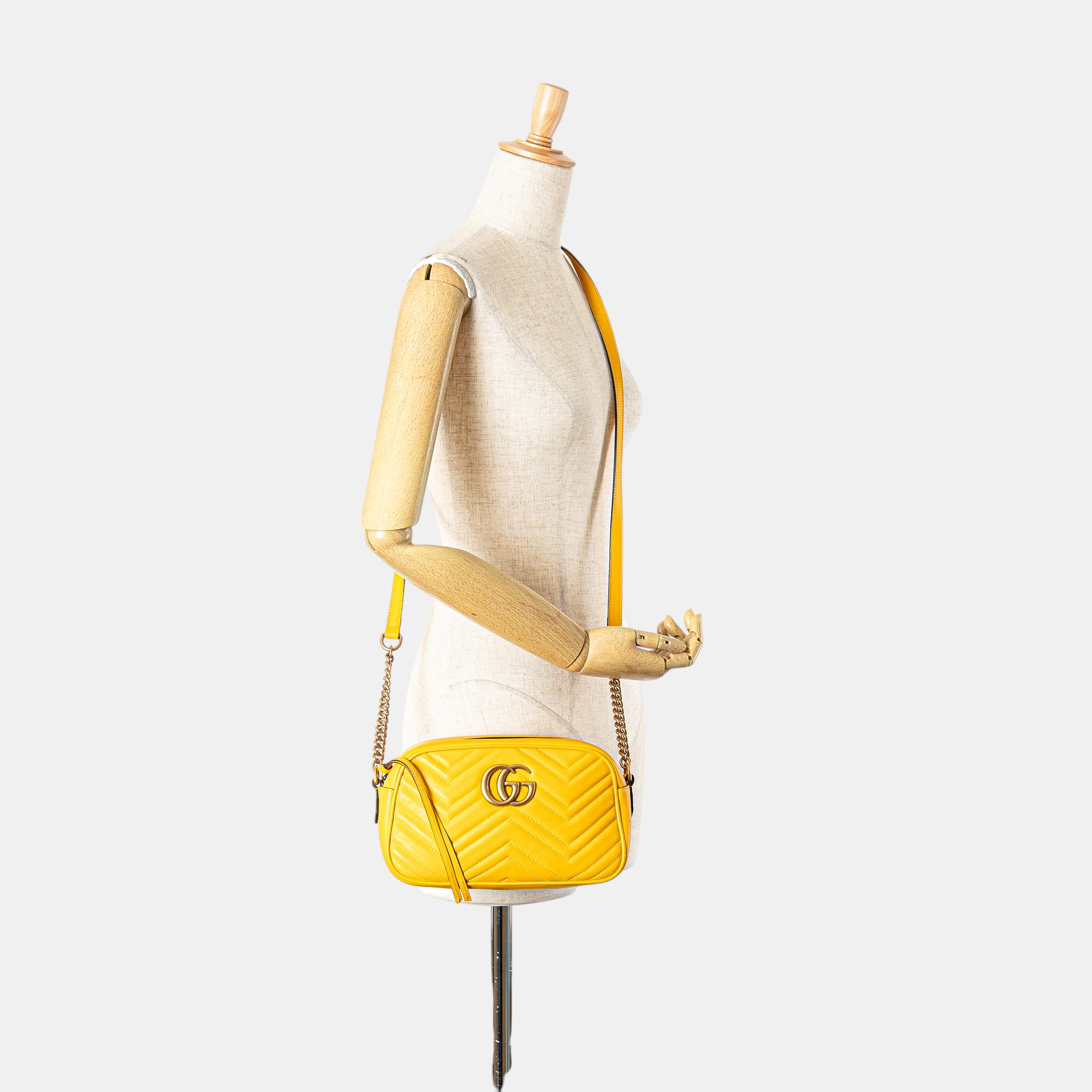 Gucci Yellow Small GG Marmont Matelasse Crossbody 