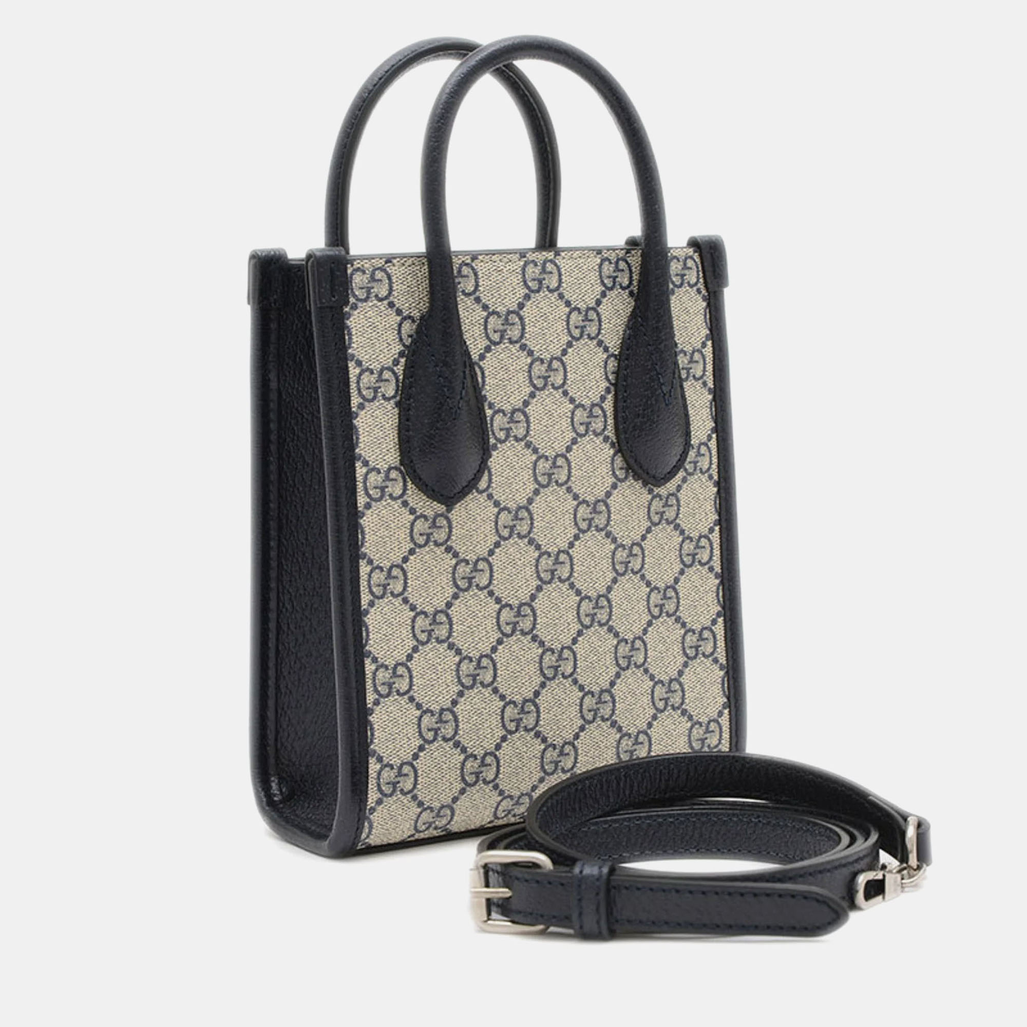 Gucci Beige GG Supreme Canvas and Leather Interlocking G Tote Bag 