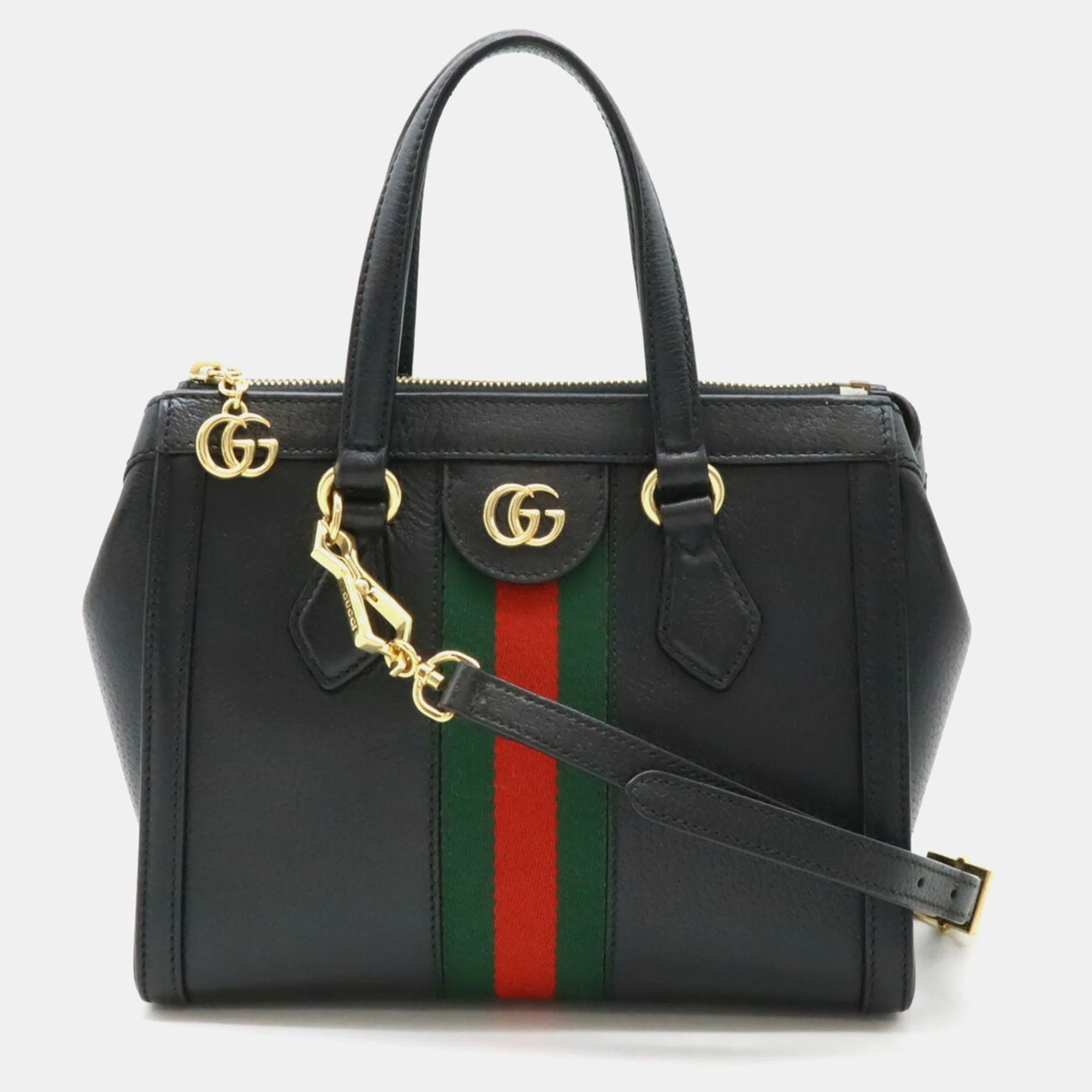 

Gucci Black Leather Web Detail Satchel Bag