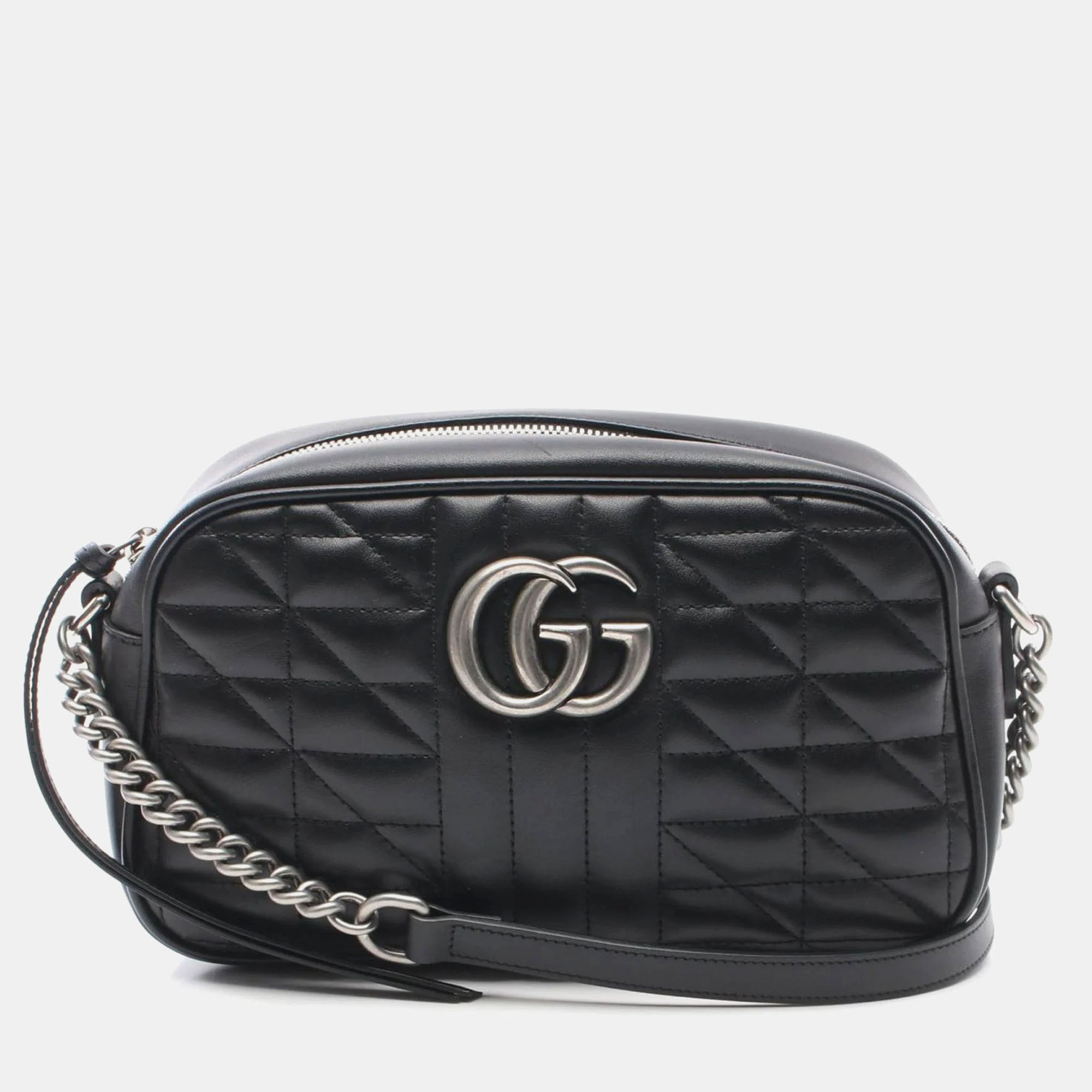 

Gucci Black Leather GG Marmont Camera Shoulder Bag