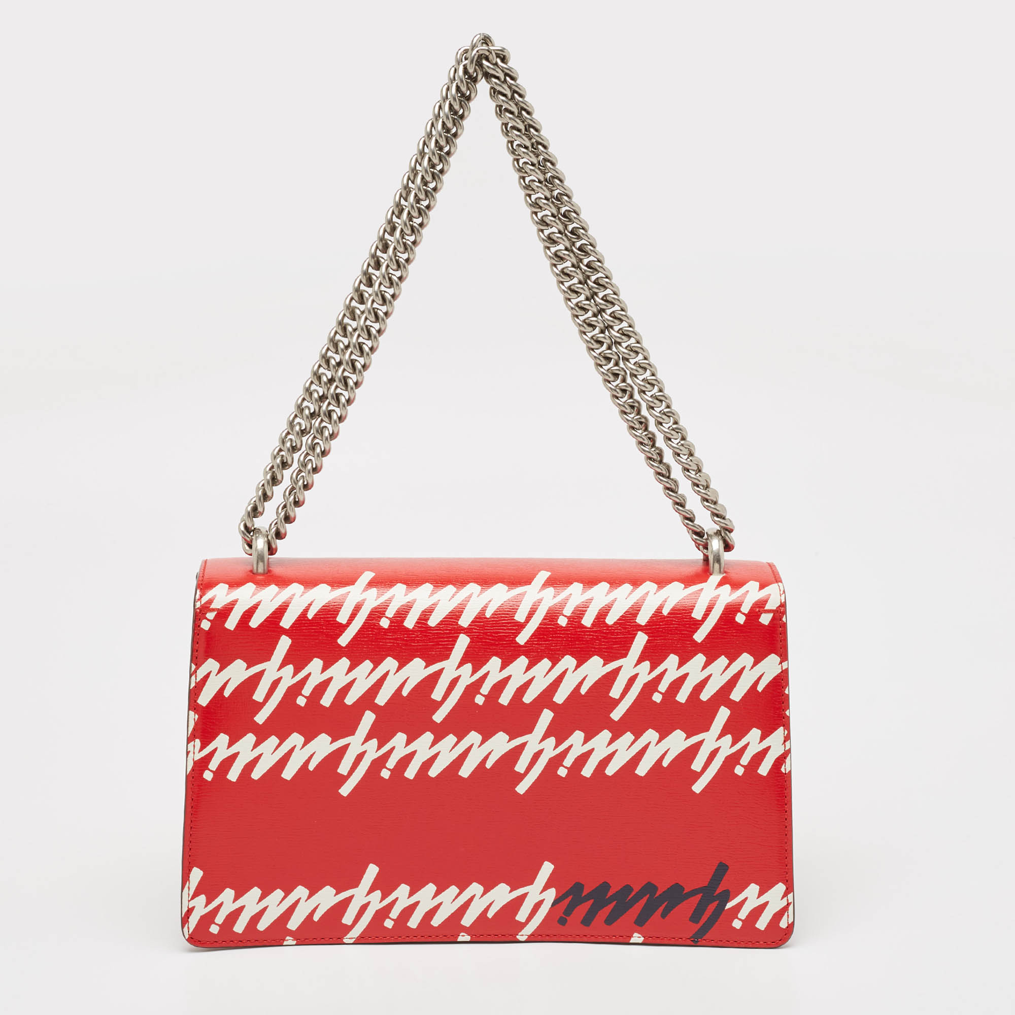 Gucci Red/White Printed Leather Small Dionysus Shoulder Bag 