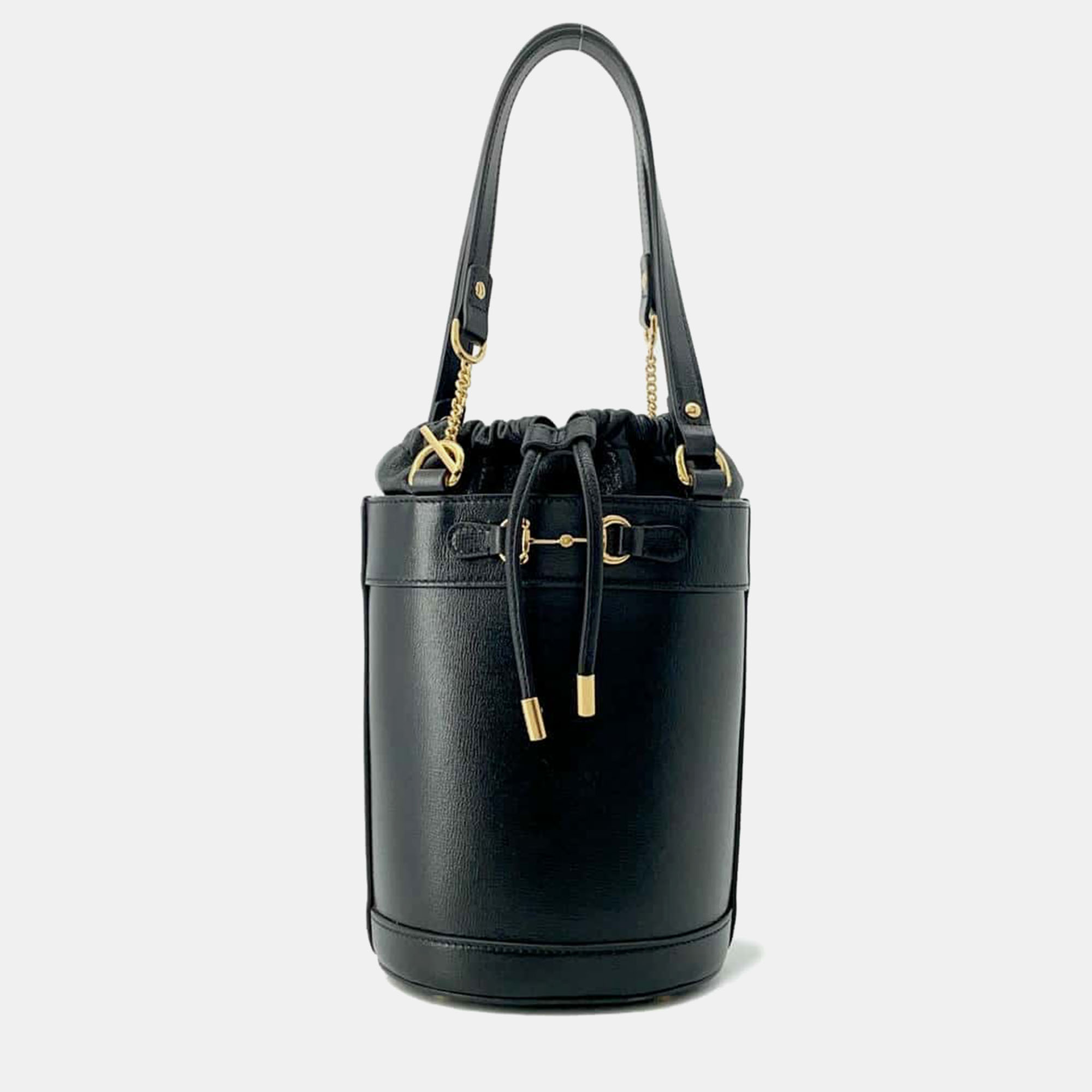 

Gucci Black Leather Horsebit 1955 Bucket Bag