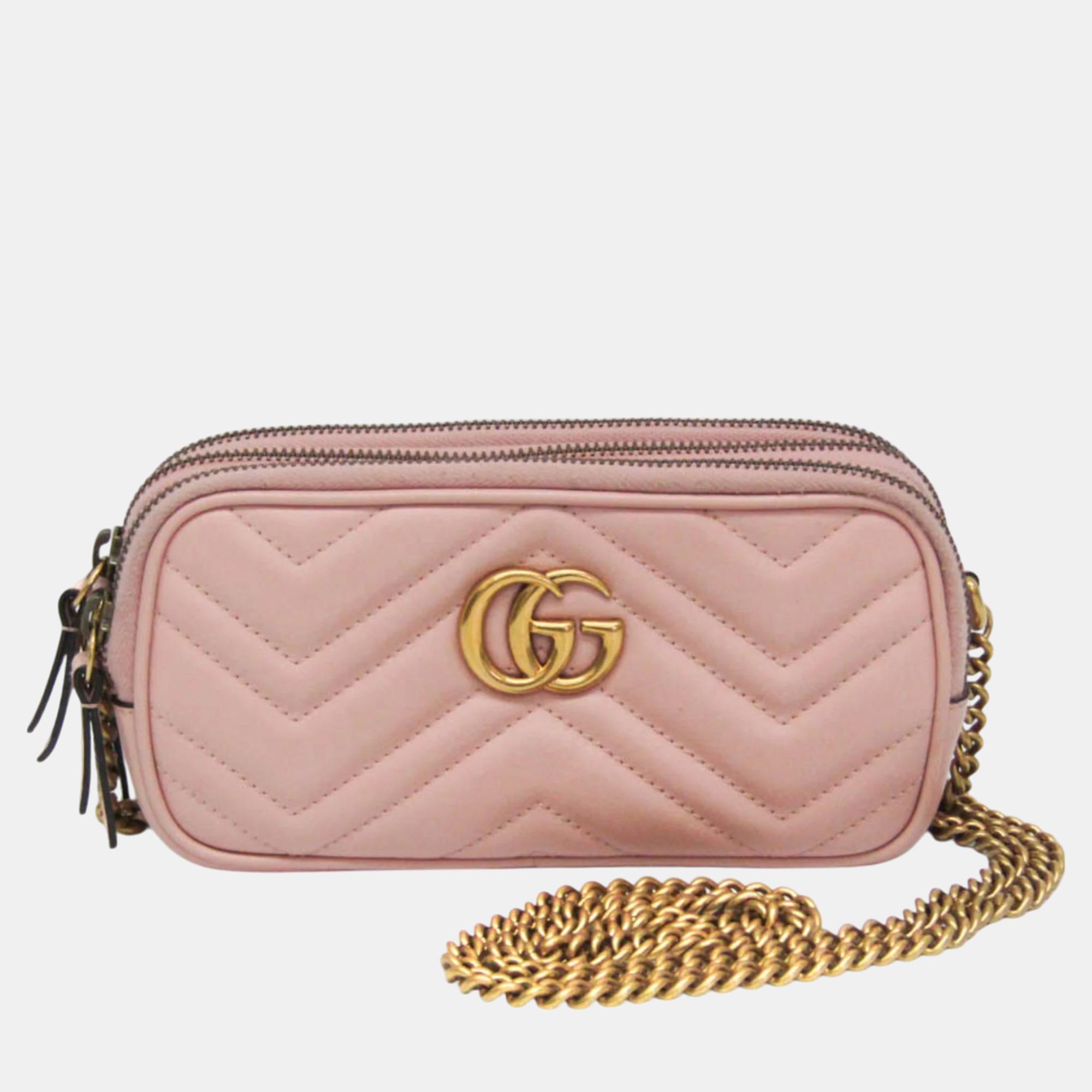 

Gucci Light Pink GG Marmont Leather Shoulder Bag