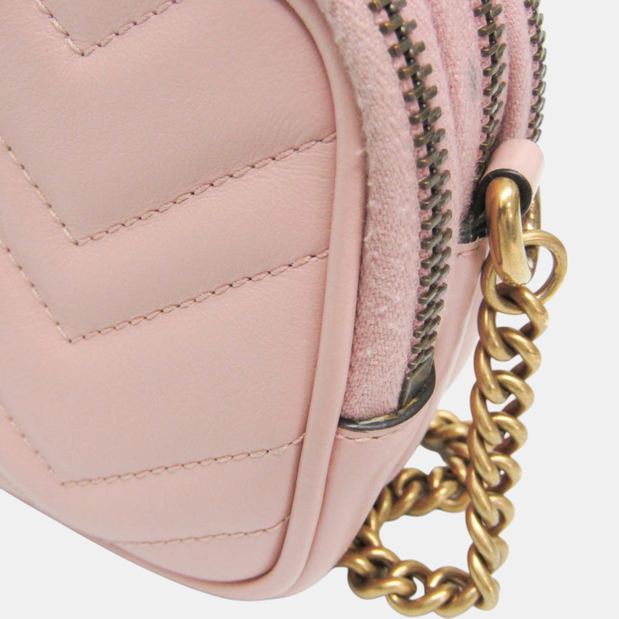Gucci Light Pink GG Marmont Leather Shoulder Bag 