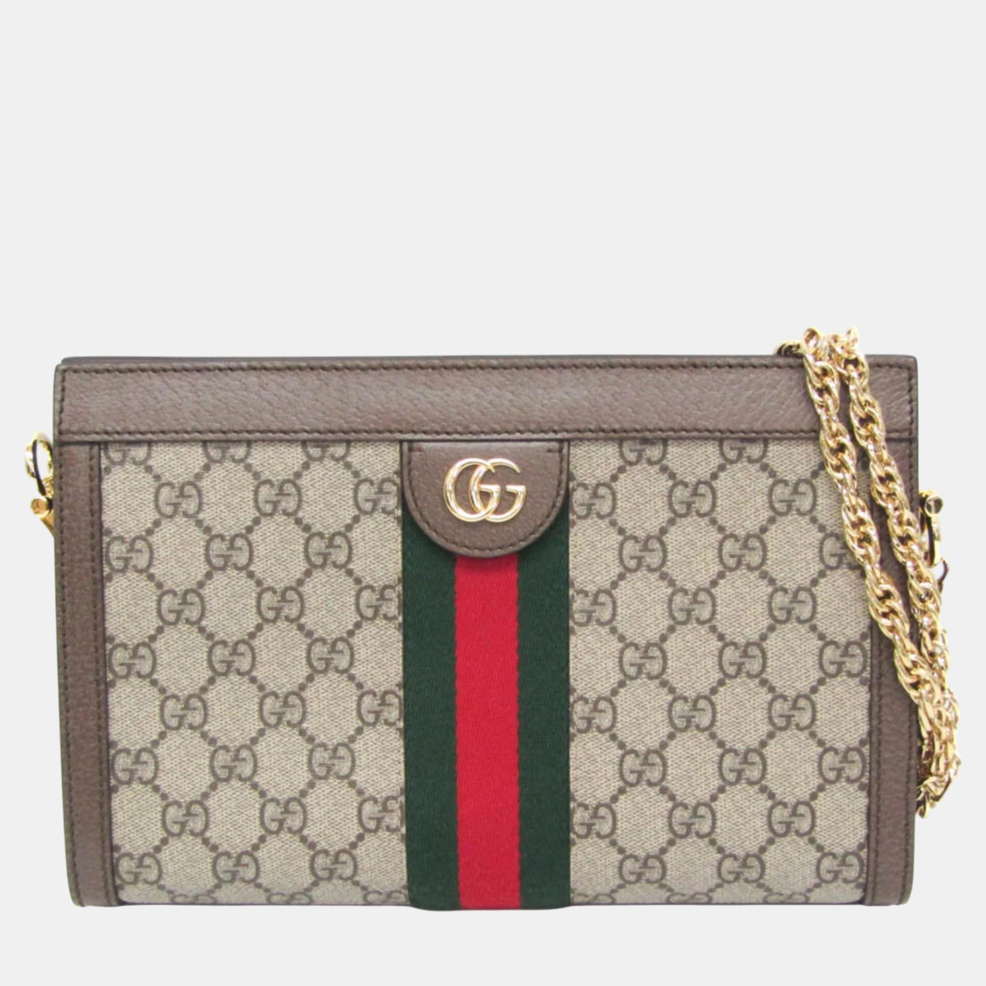 

Gucci Beige Brown Ophidia Small GG Supreme Shoulder Bag