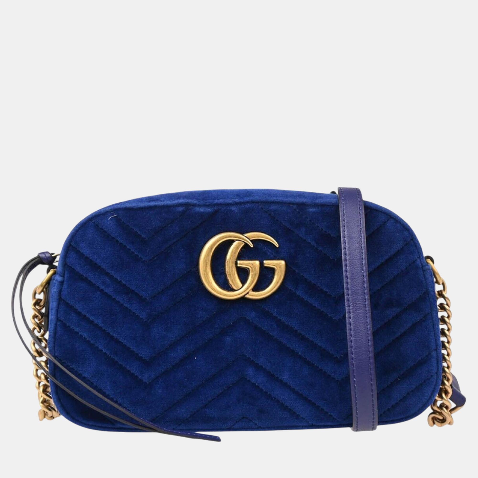 

Gucci Blue Velvet Marmont Shoulder Bag