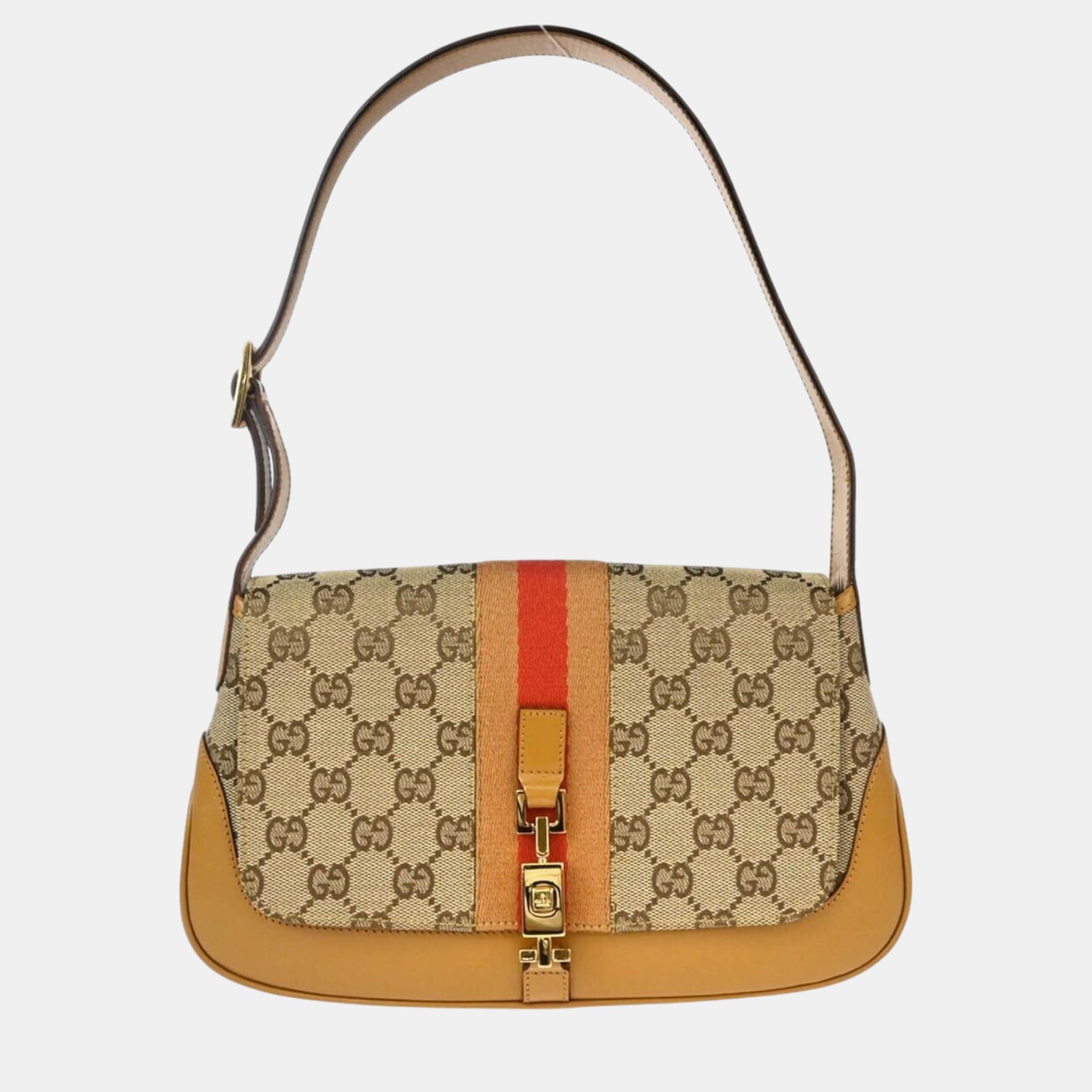 

Gucci Brown GG Jackie Handbag, Beige