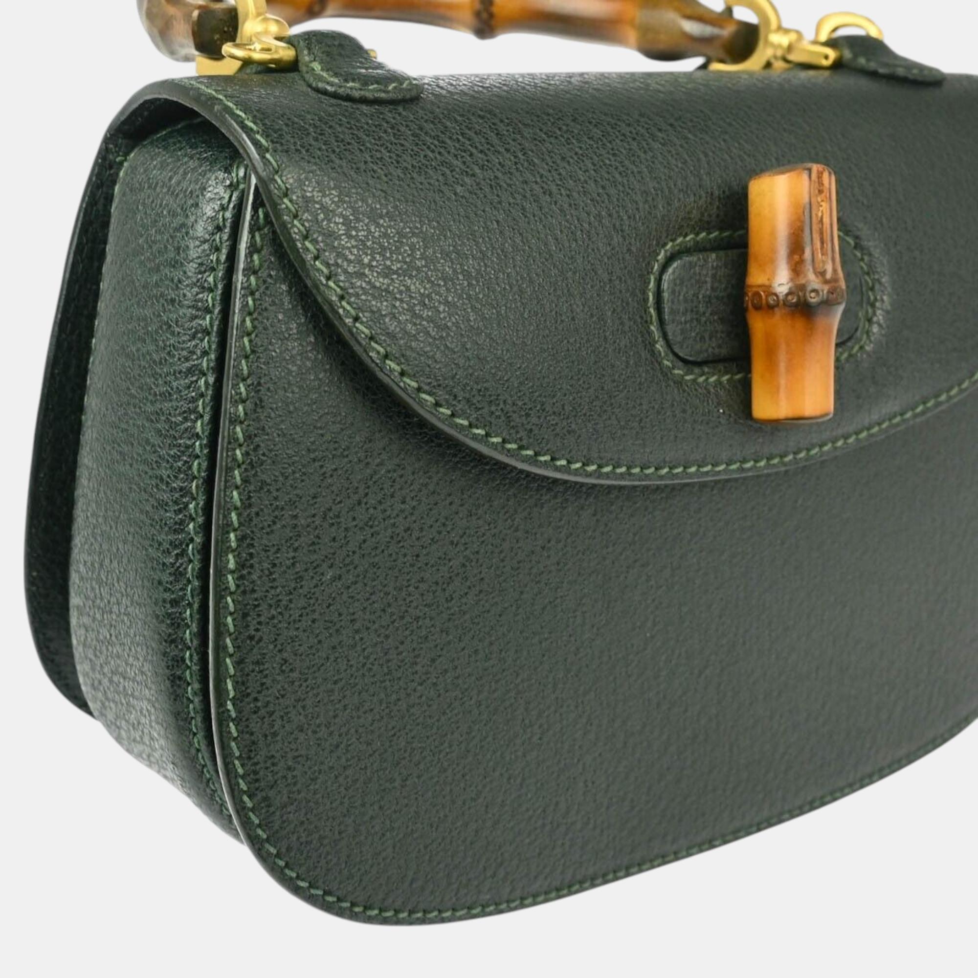 Gucci Green Bamboo Handbag 