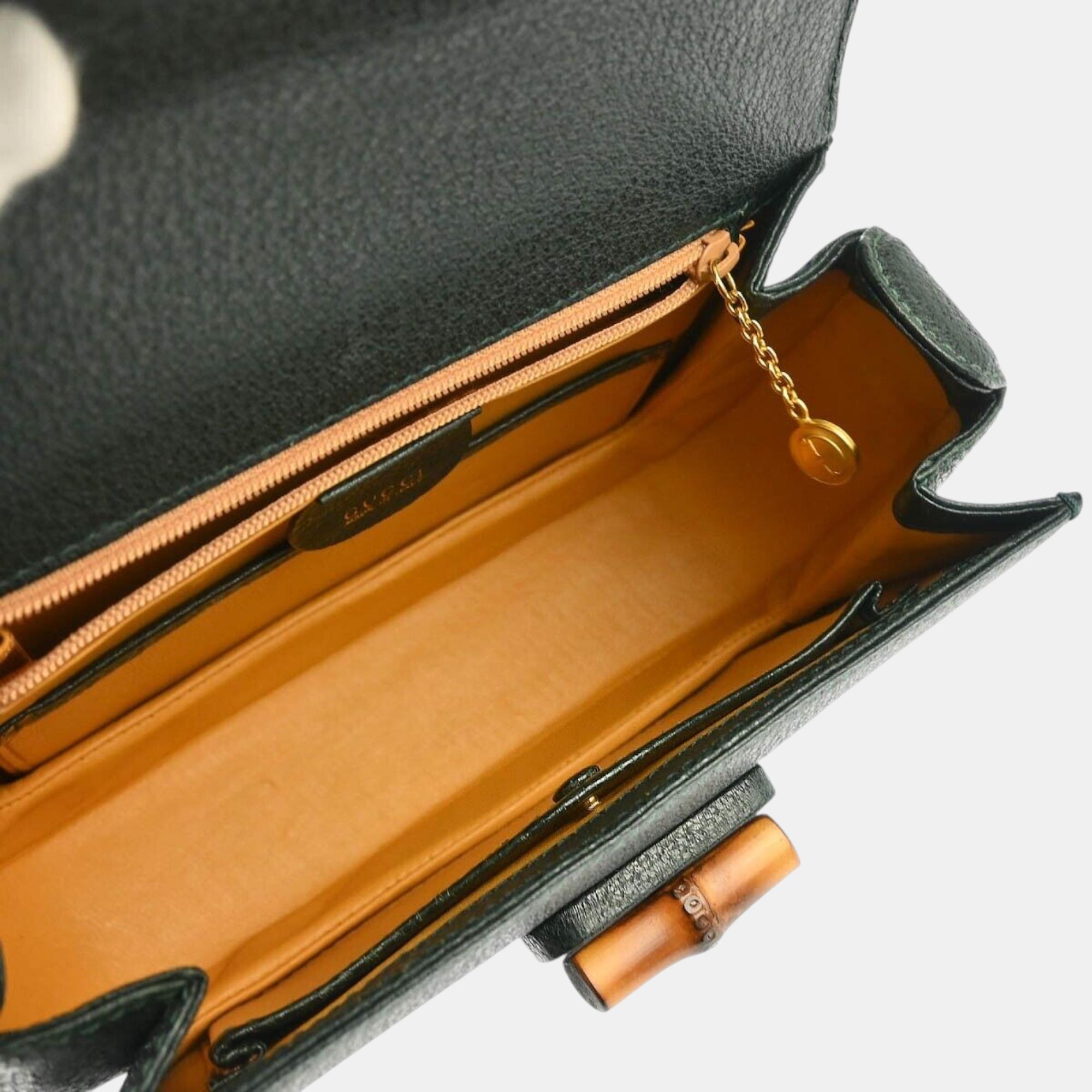 Gucci Green Bamboo Handbag 