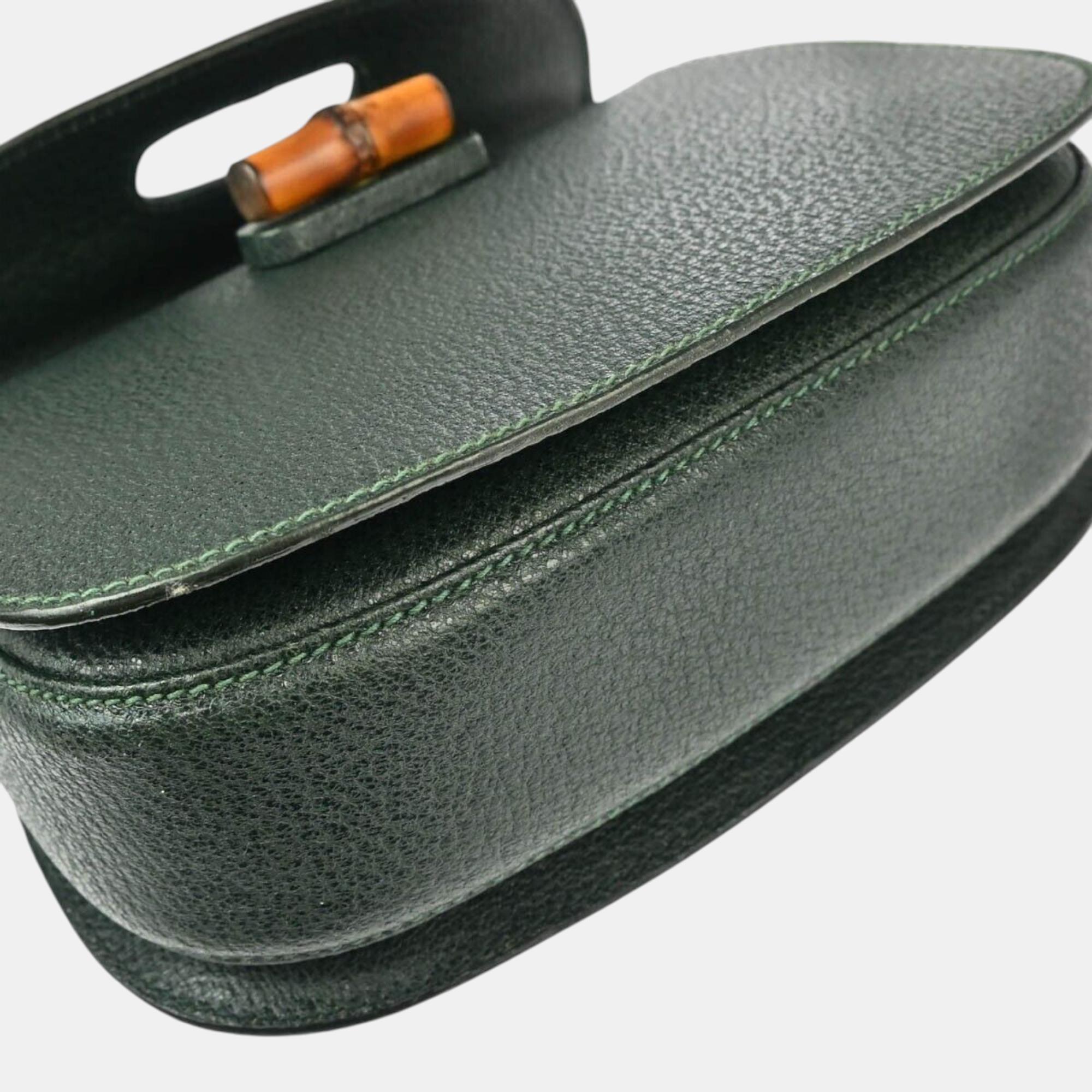 Gucci Green Bamboo Handbag 
