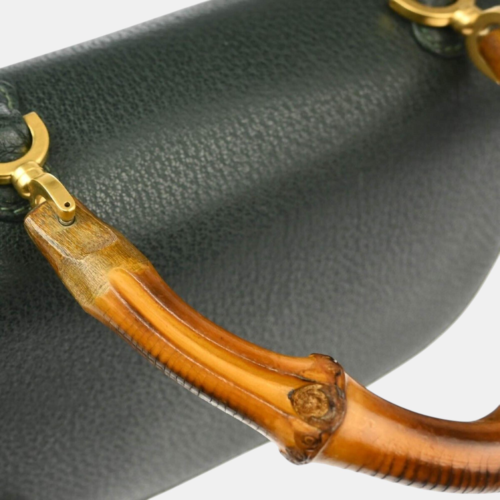 Gucci Green Bamboo Handbag 