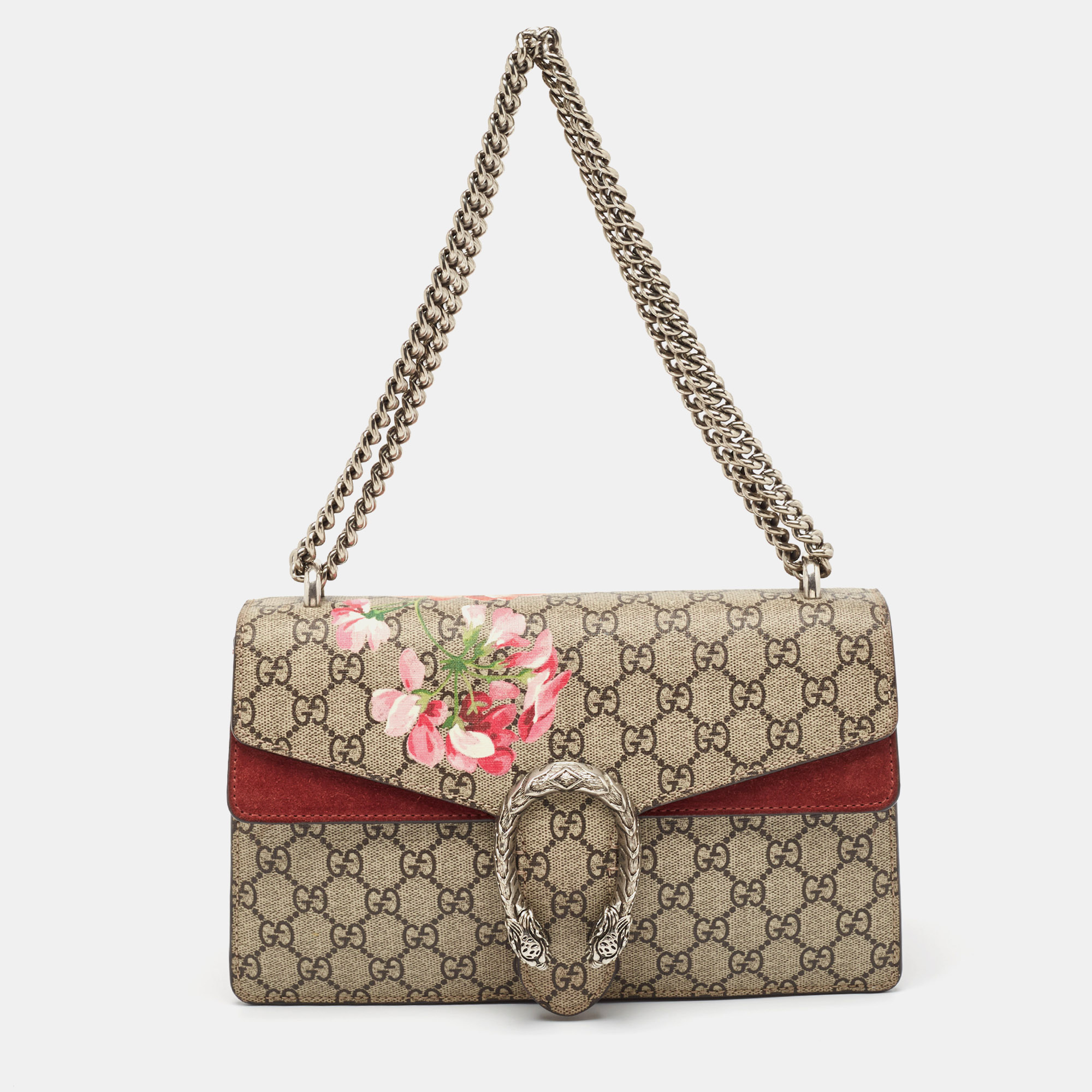 

Gucci Beige/Burgundy GG Supreme Canvas and Suede  Dionysus Shoulder Bag