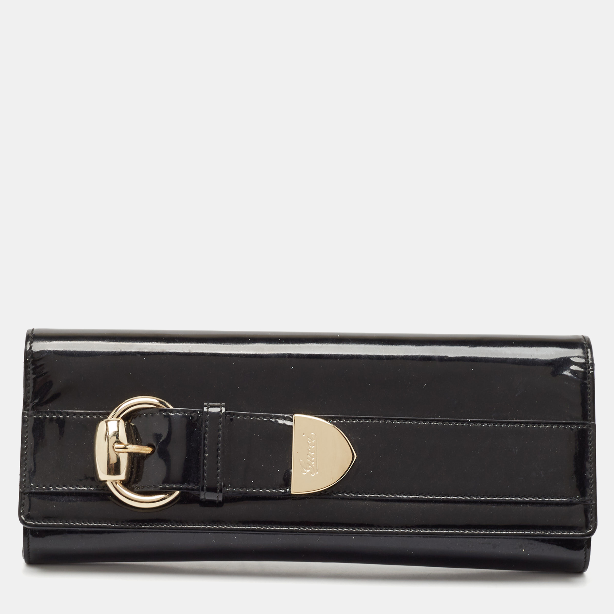 

Gucci Black Patent Leather Romy Clutch