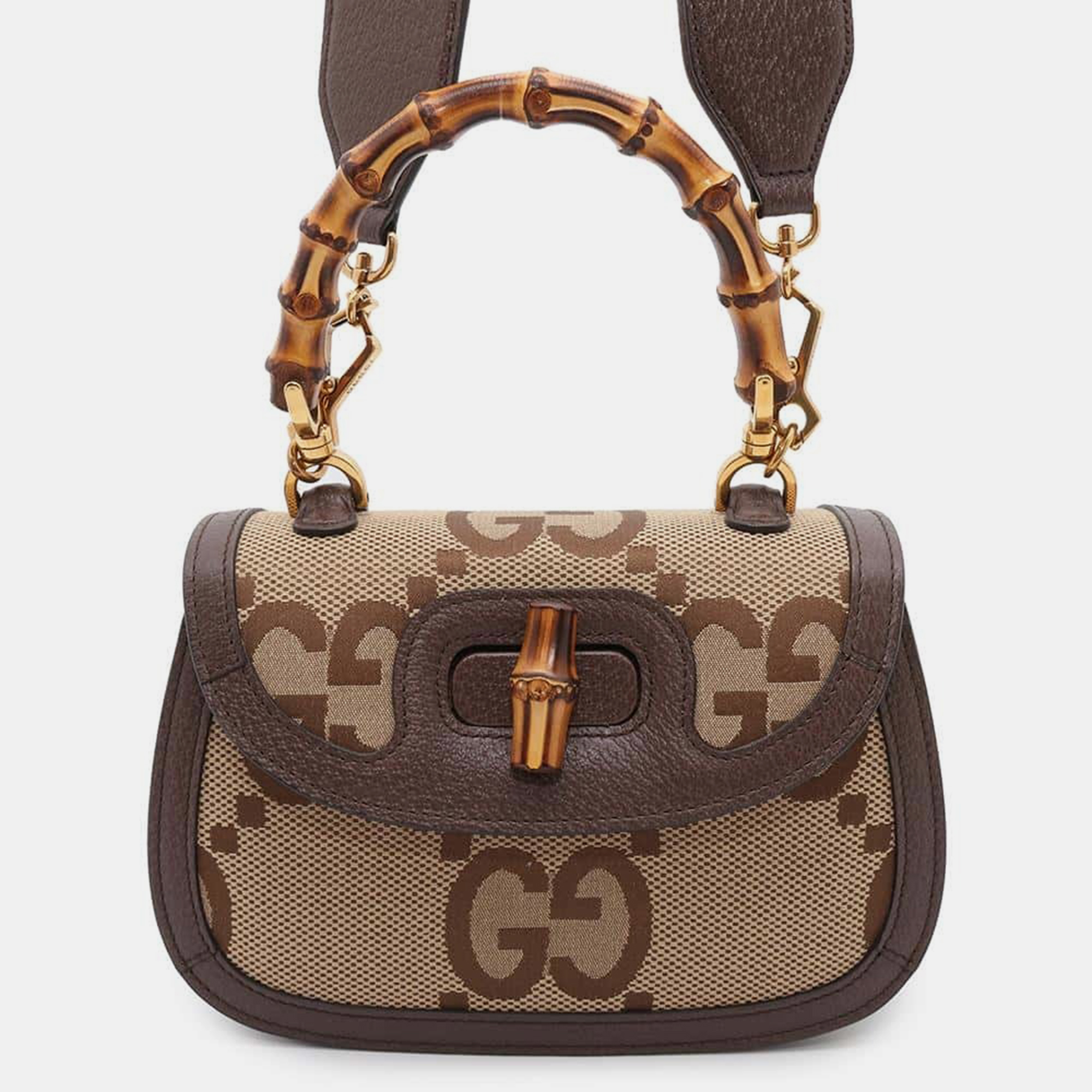 

Gucci Bamboo 1947 Brown Canvas Leather Bag