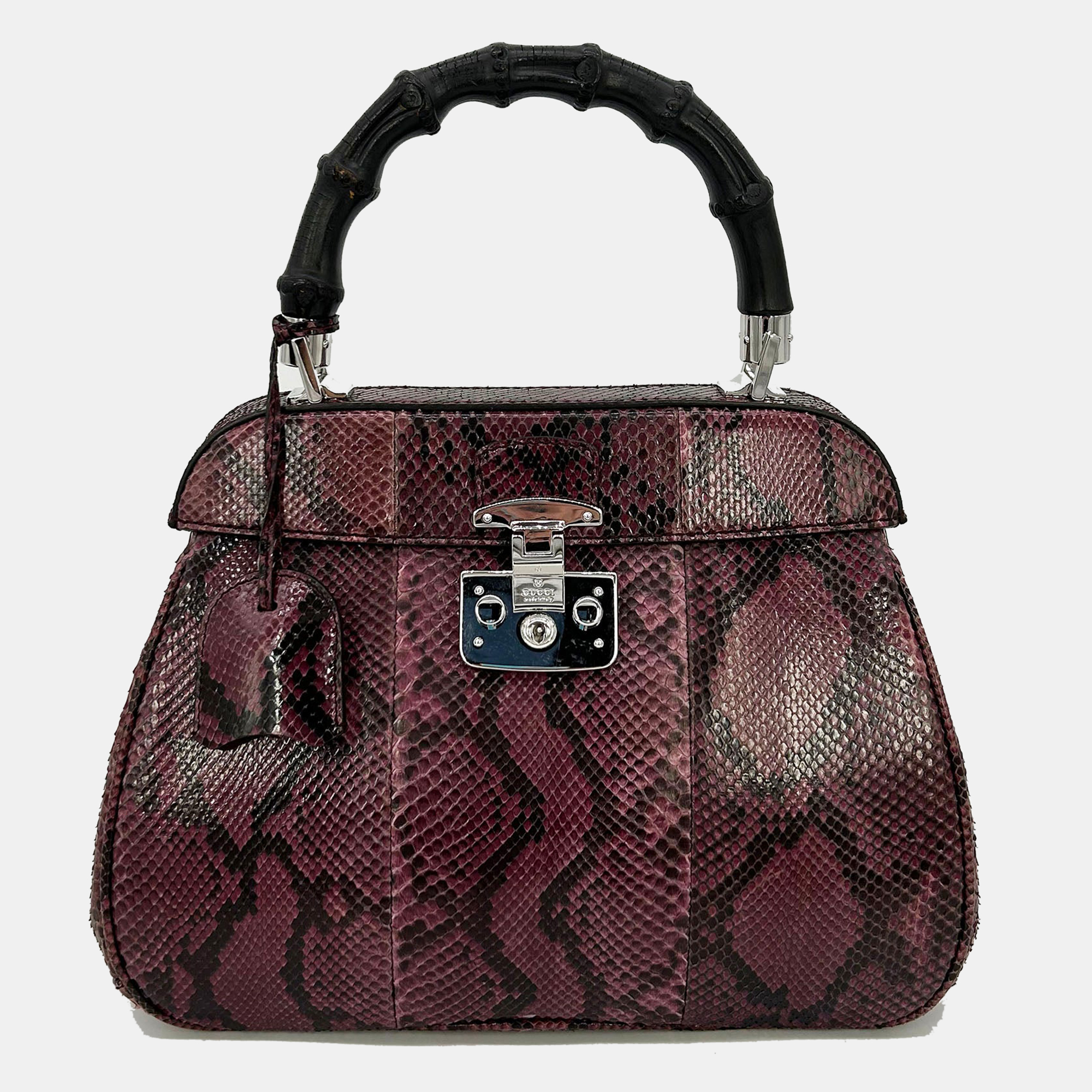 

Gucci Purple Python Lady Lock Bag With Bamboo Handle bag