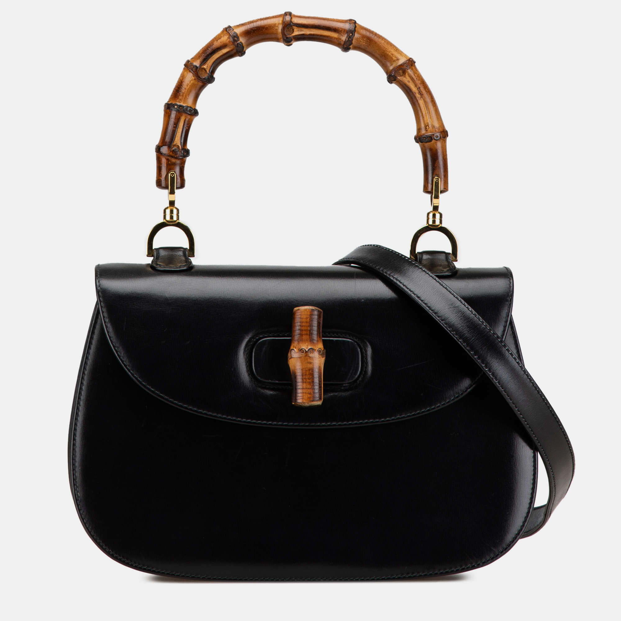 

Gucci Black Calfskin Bamboo Night Bag