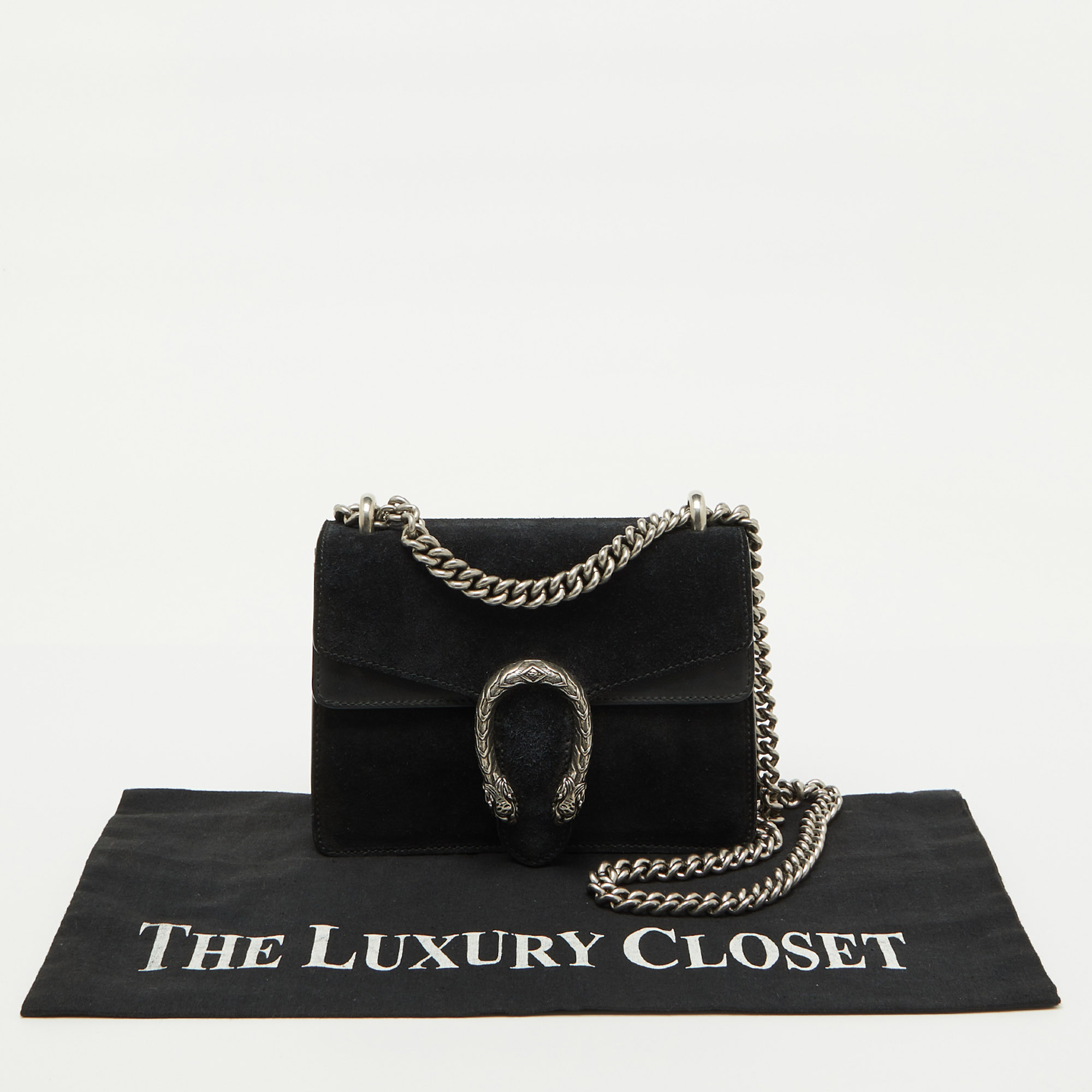 Gucci Black Suede and Leather Mini Dionysus Shoulder Bag 