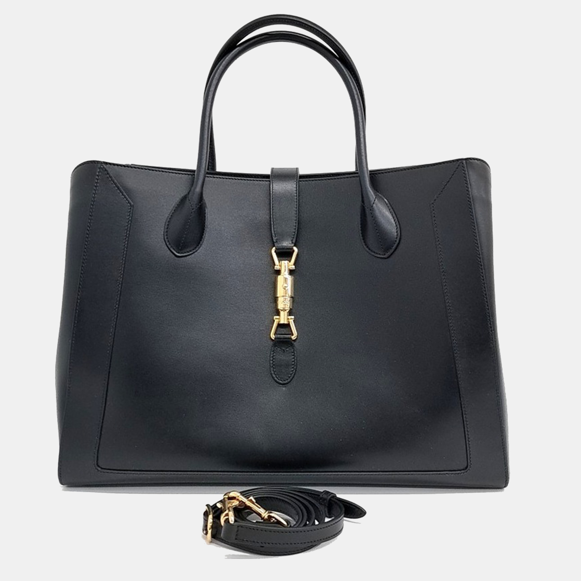 

Gucci Black Leather Jackie 1961 Large Tote Bag