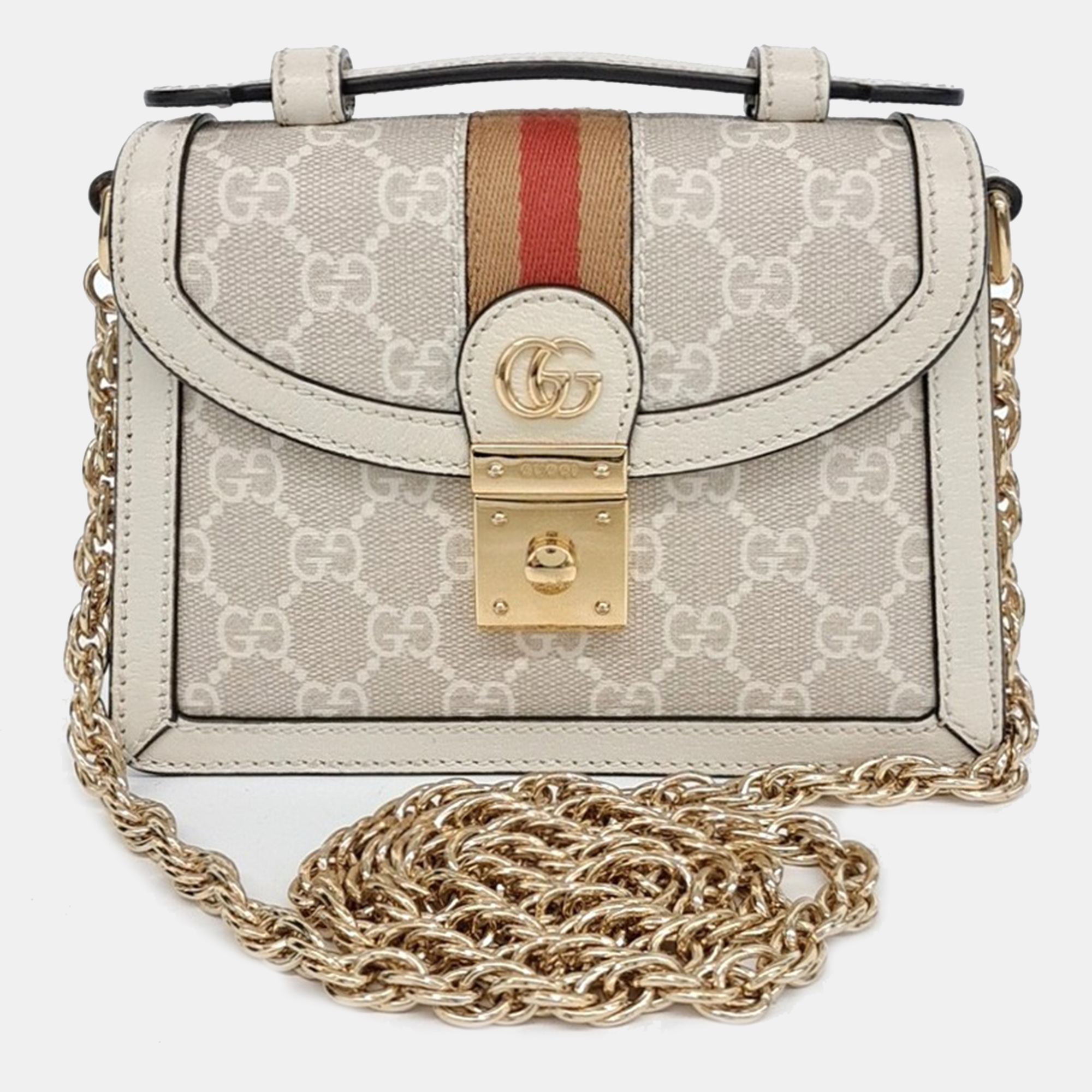 

Gucci Multicolor White Leather Ophidia GG mini shoulder bag