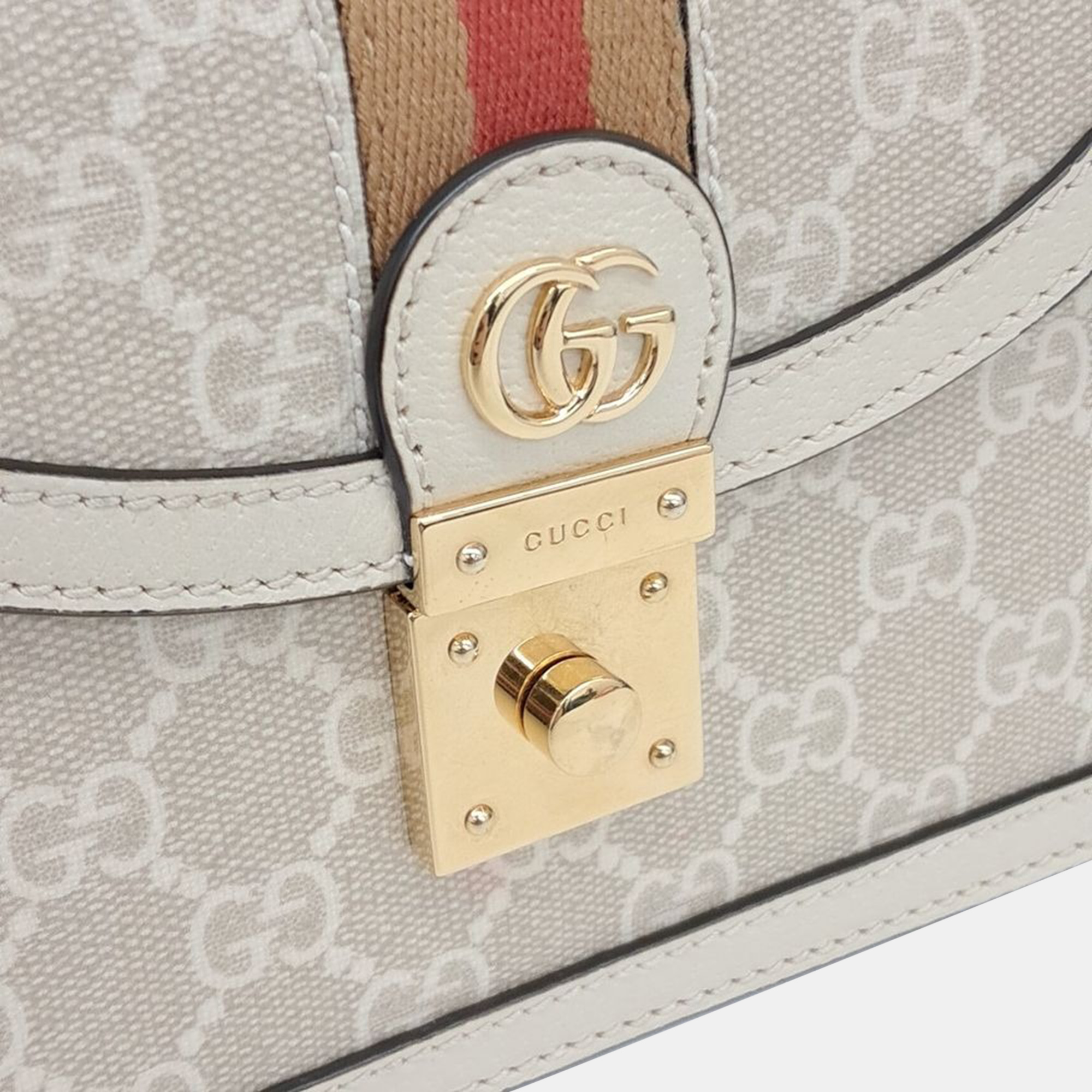 Gucci Multicolor White Leather Ophidia GG mini shoulder bag 