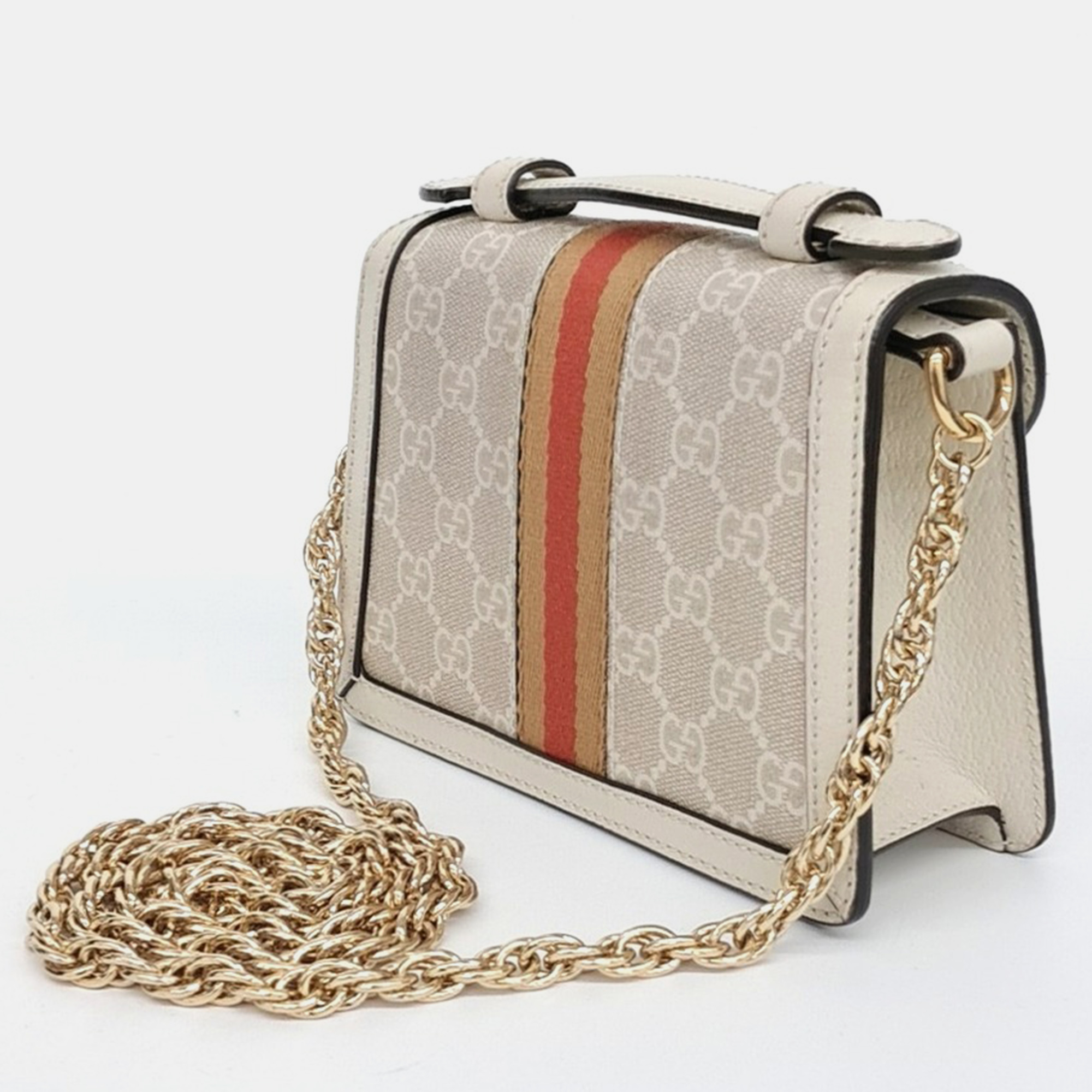 Gucci Multicolor White Leather Ophidia GG mini shoulder bag 