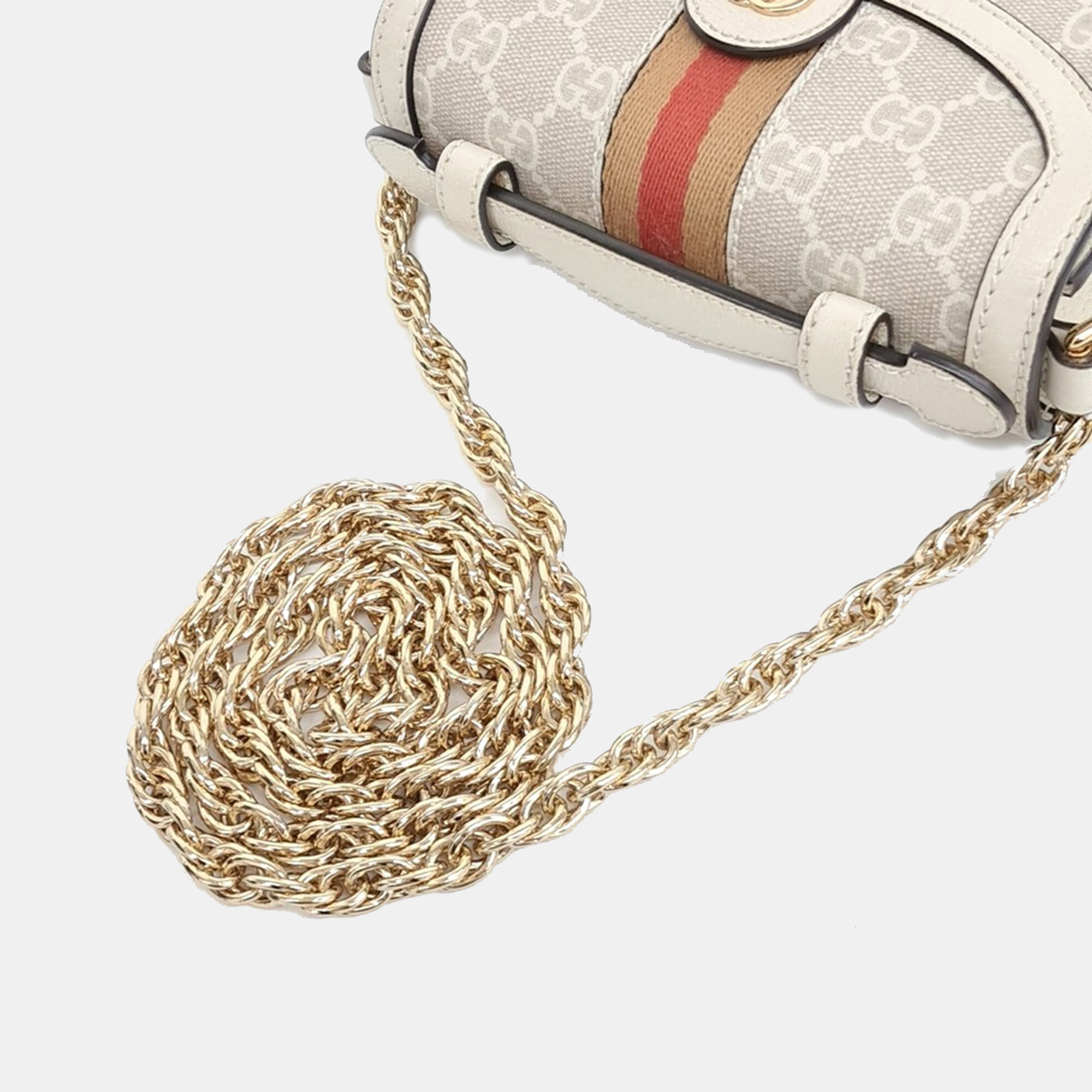 Gucci Multicolor White Leather Ophidia GG mini shoulder bag 