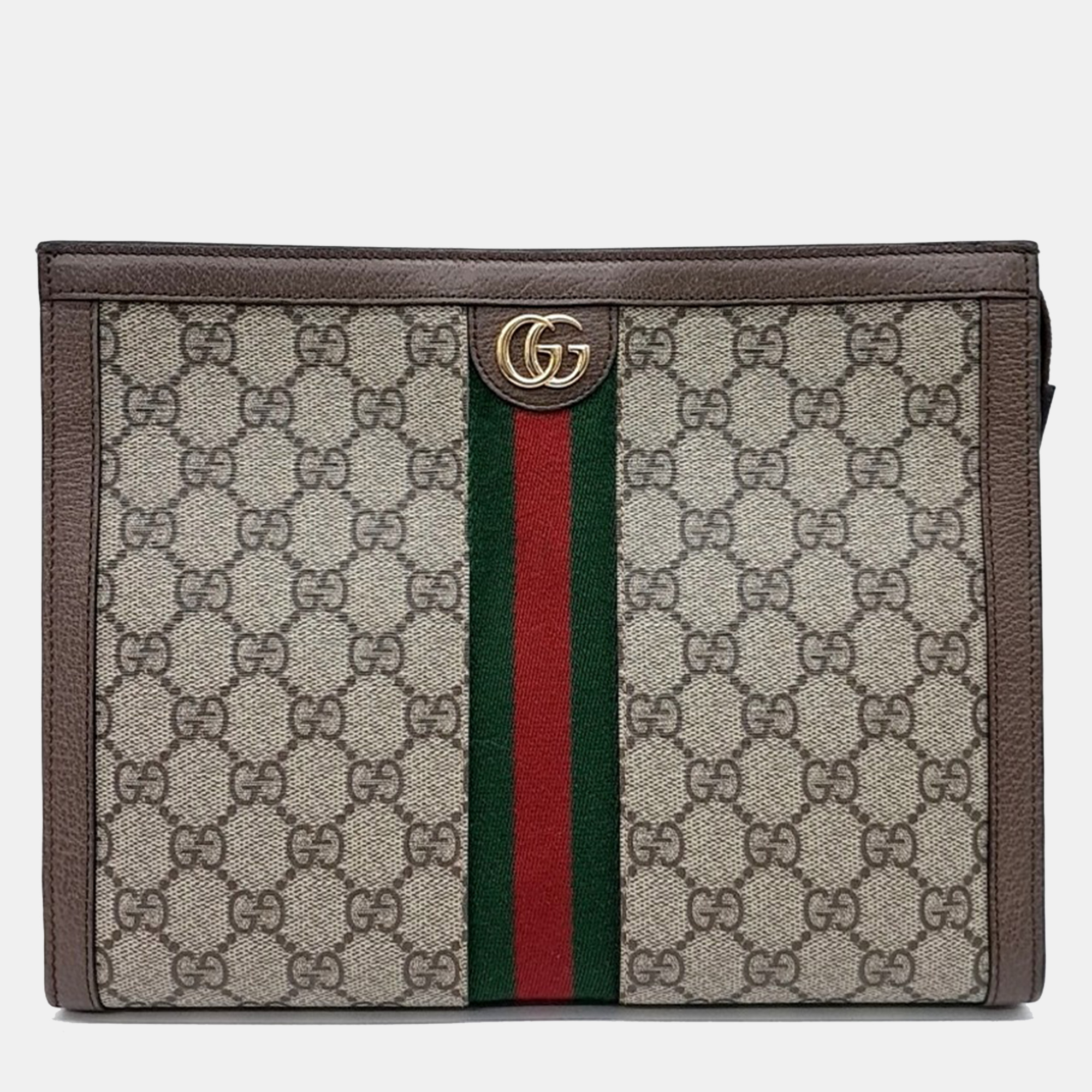 

Gucci Beige Brown PVC Ophidia Clutch