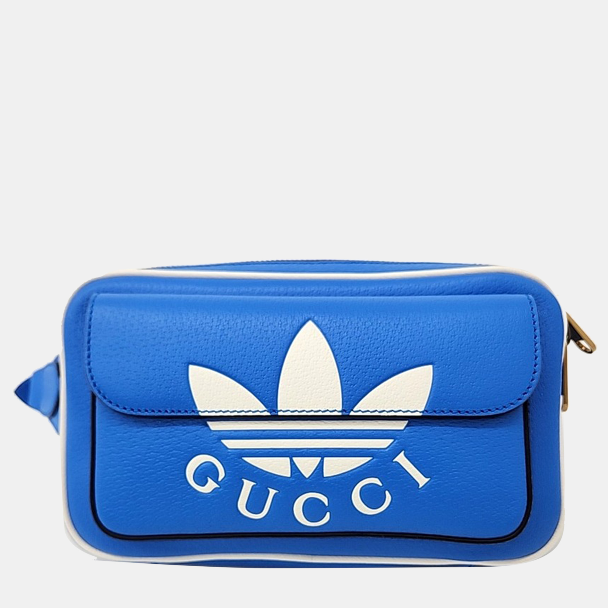 

Gucci Blue Leather Trefoil Double Pouch Belt Bag