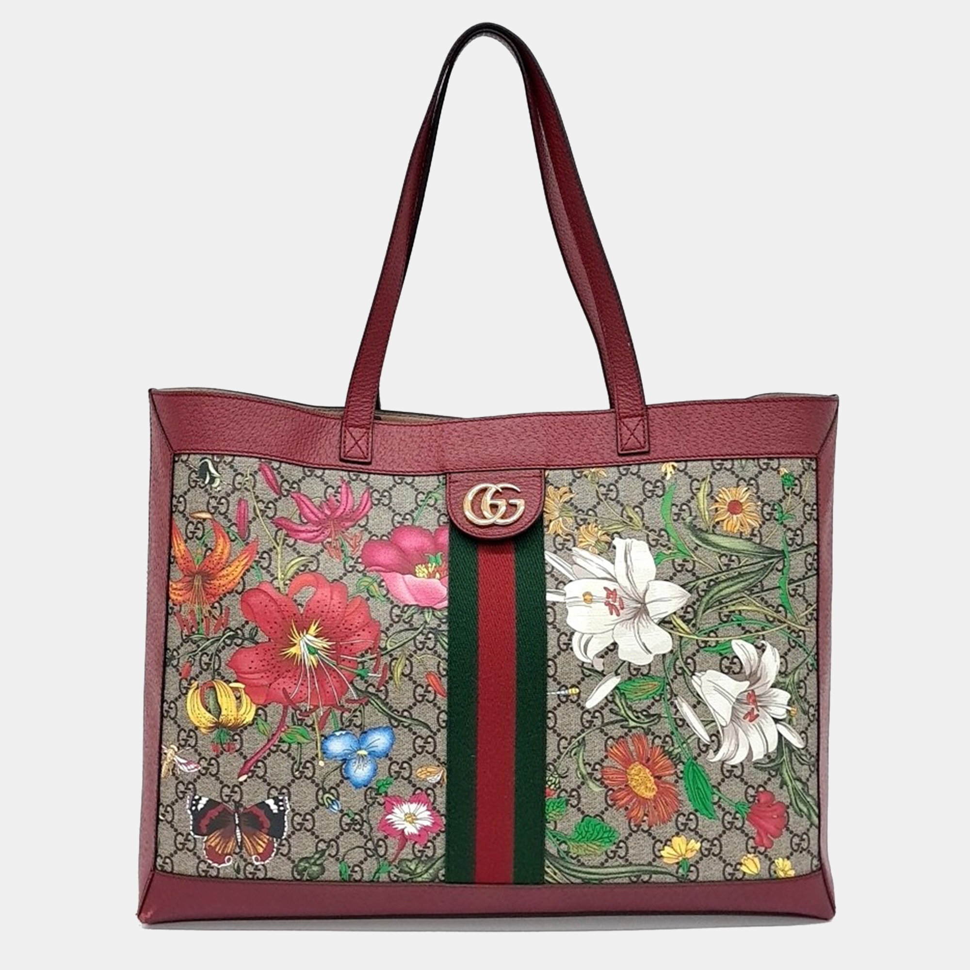 

Gucci Beige Red PVC Ophidia GG Supreme Tote Bag