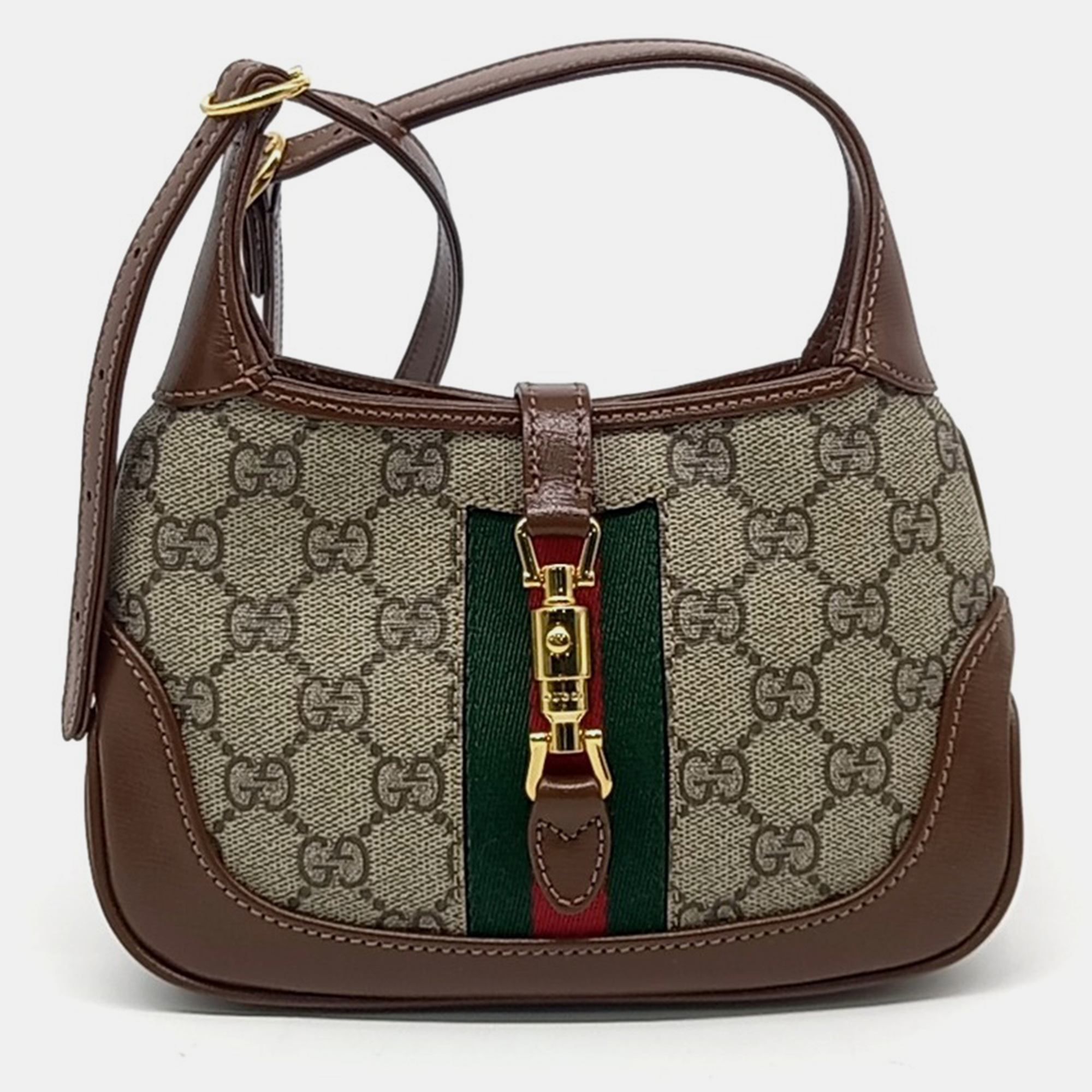 

Gucci Beige Brown Canvas and Leather Jackie 1961 Mini Hobo Bag