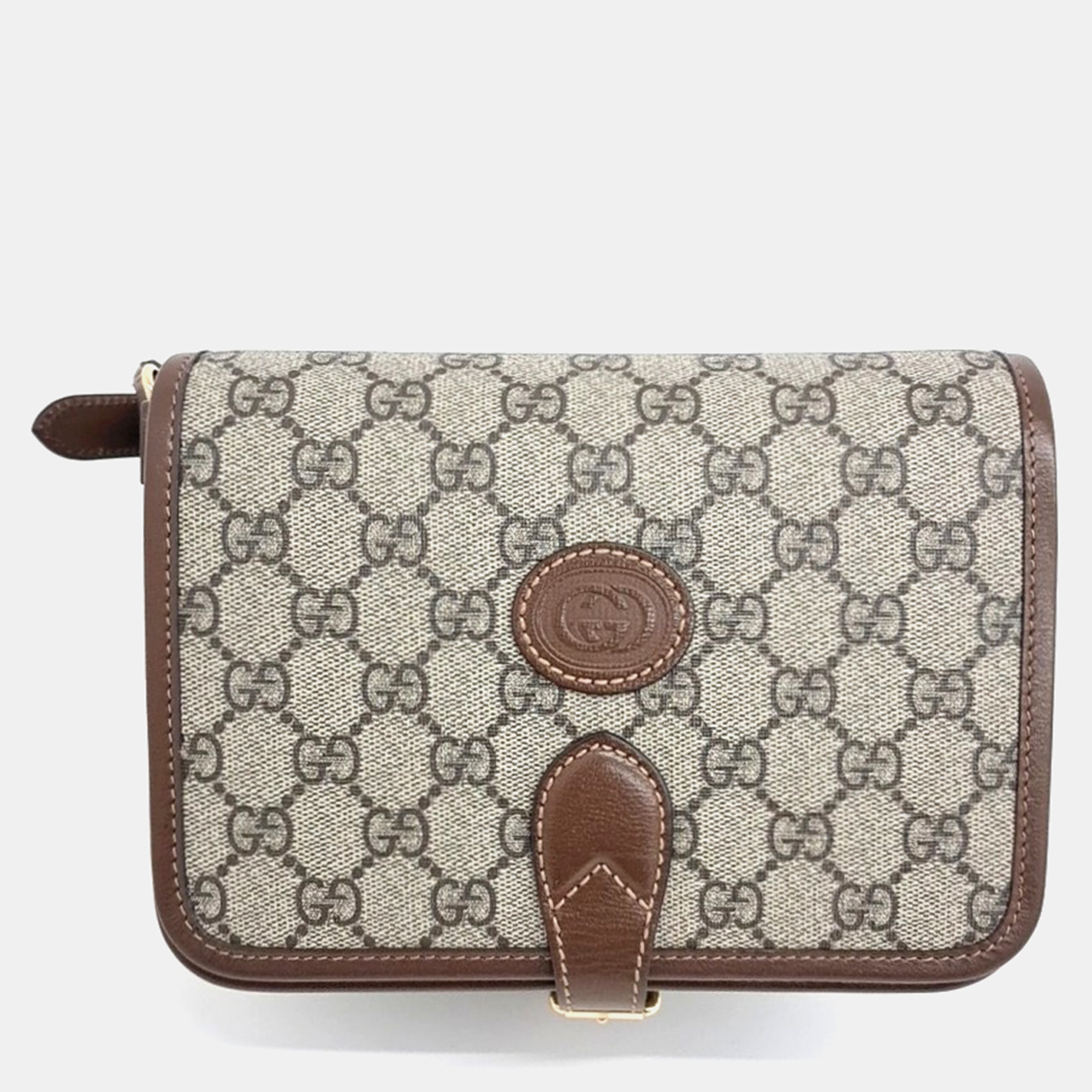 

Gucci Beige Brown PVC Interlocking G Mini Shoulder Bag