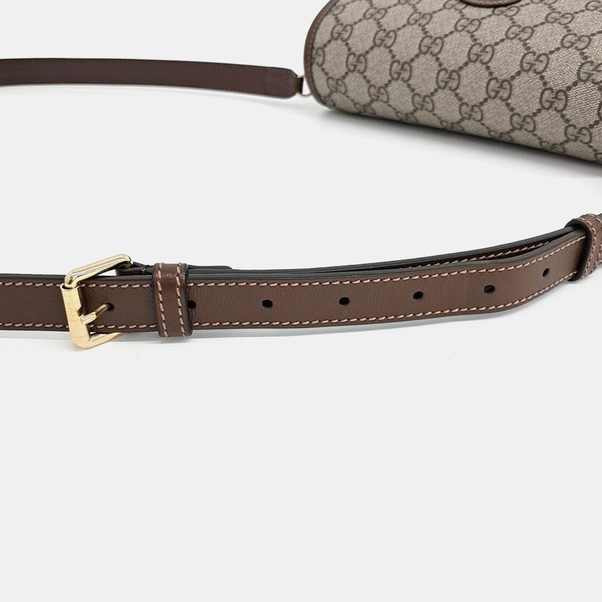 Gucci Beige Brown PVC Interlocking G Mini Shoulder Bag 