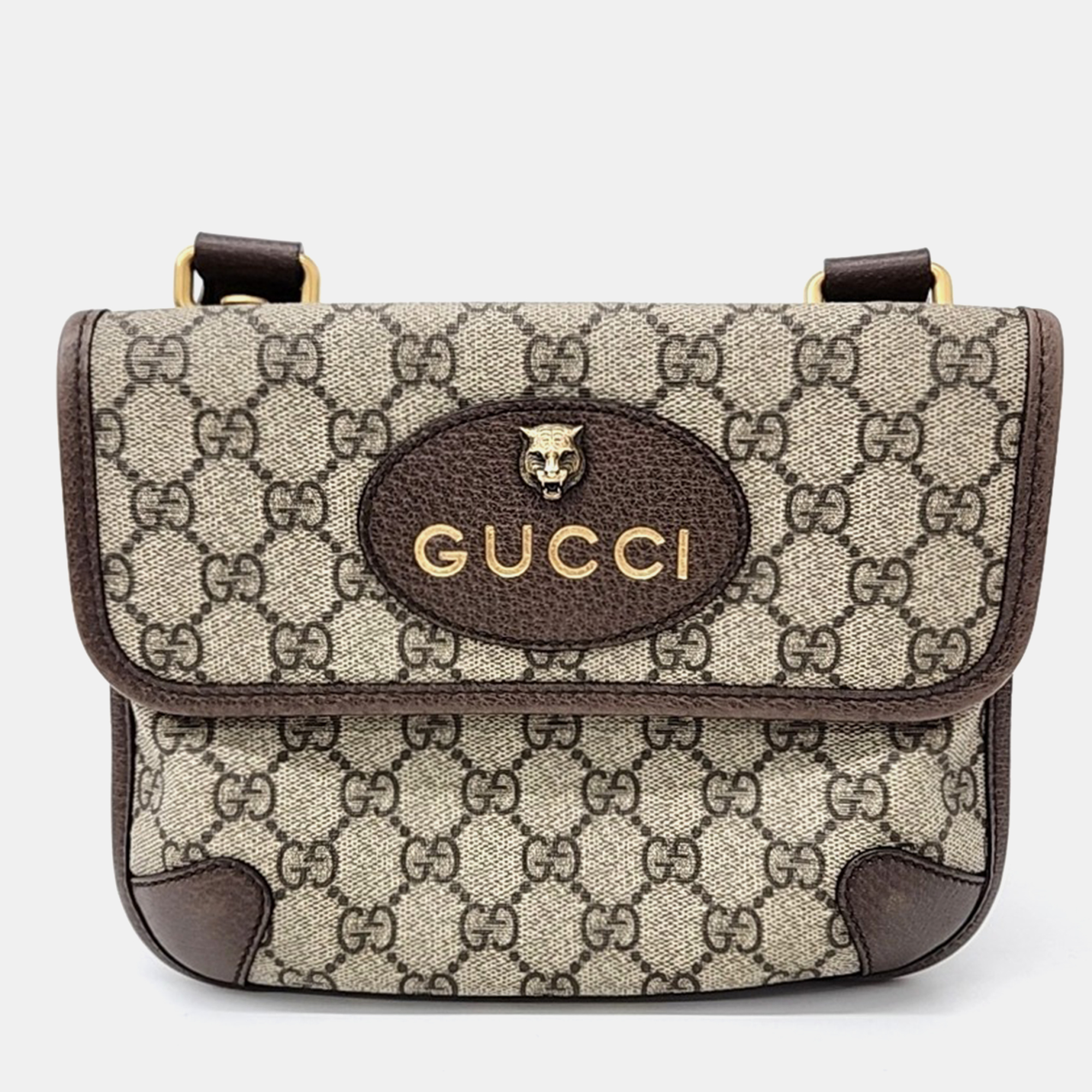 

Gucci Beige Brown PVC Supreme Small Messenger Bag