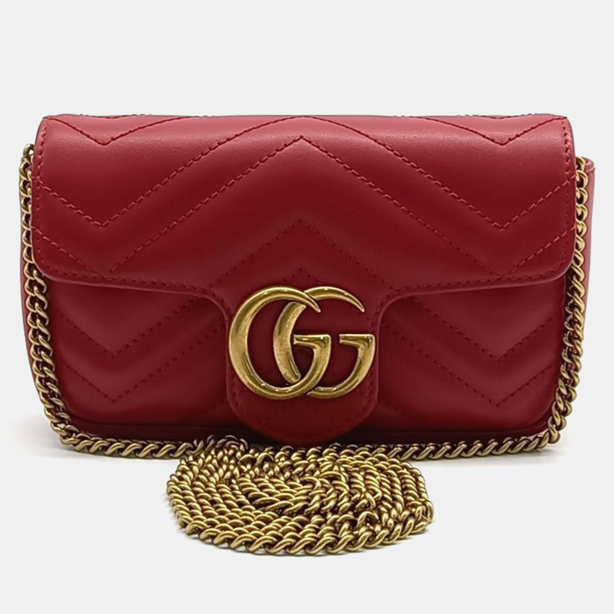 

Gucci Red Leather Matrace Super Mini Crossbody Bag