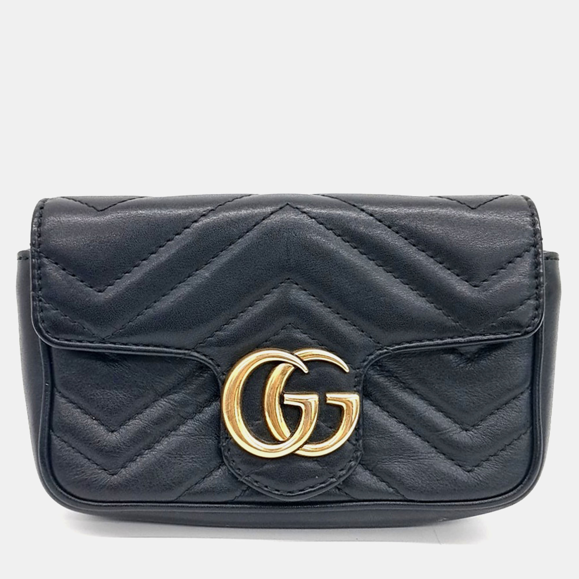 

Gucci Black Leather Matrace Super Mini Crossbody Bag