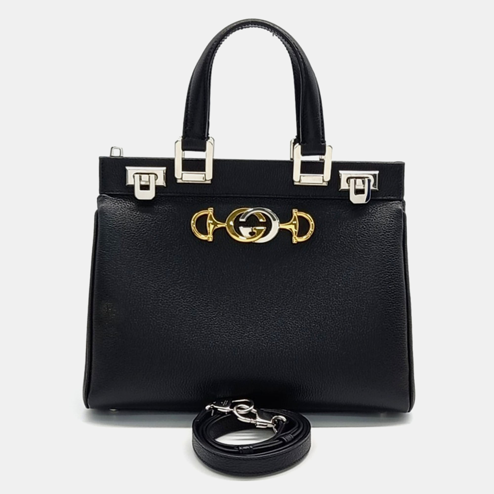 

Gucci Black Leather Zumi Small Top Handle Bag