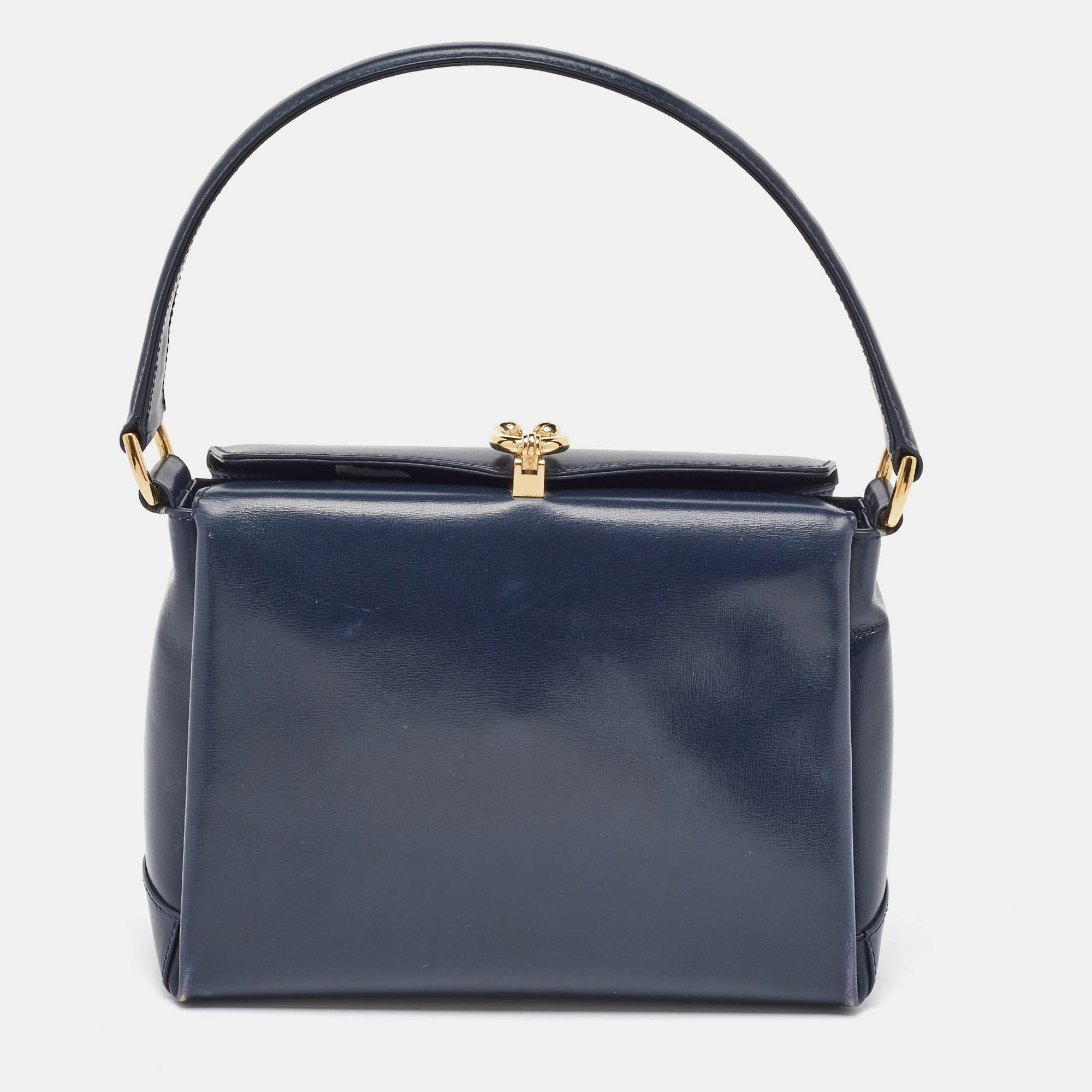 

Gucci Navy Blue Leather Vintage Shoulder Bag