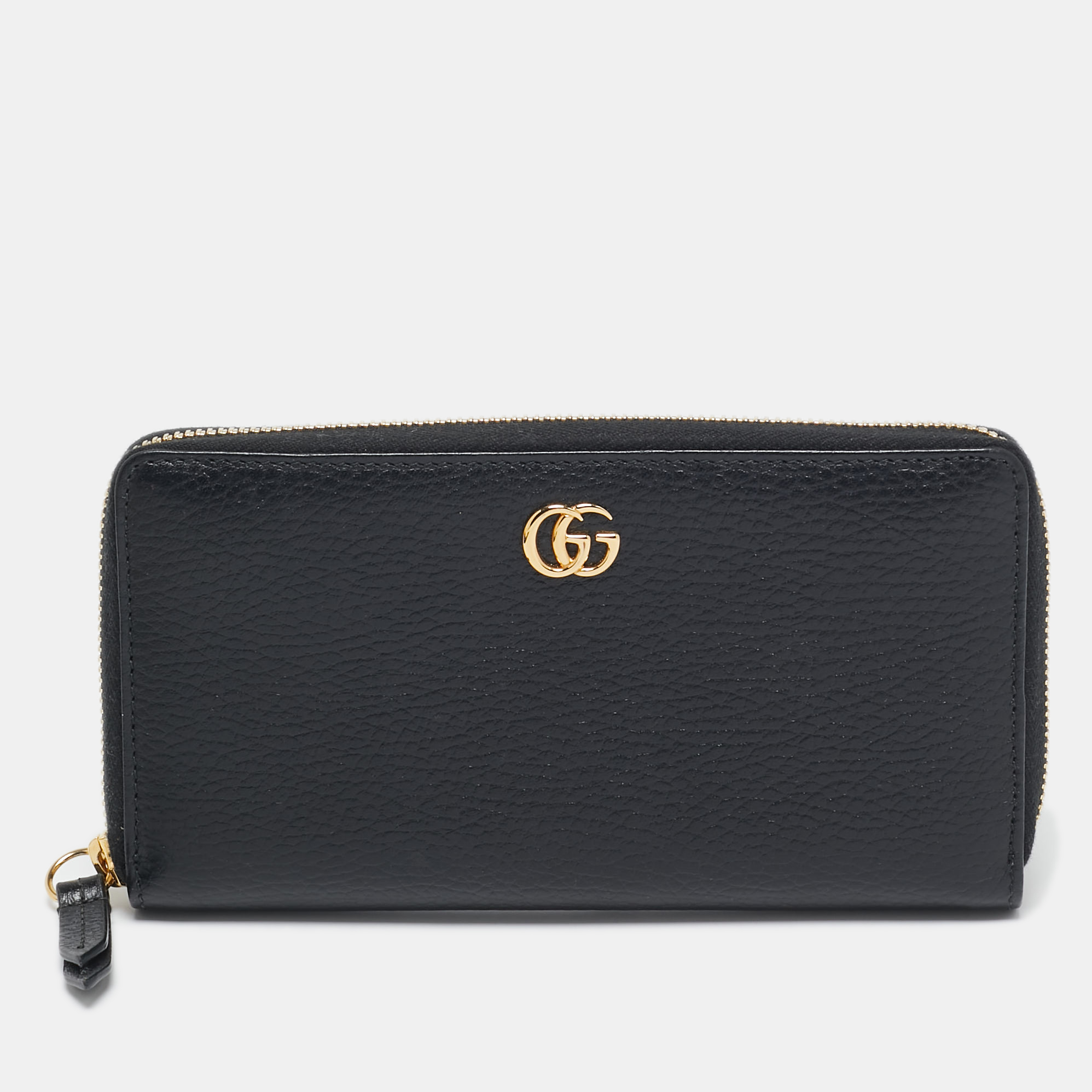 

Gucci Black Leather GG Marmont Zip Continental Wallet