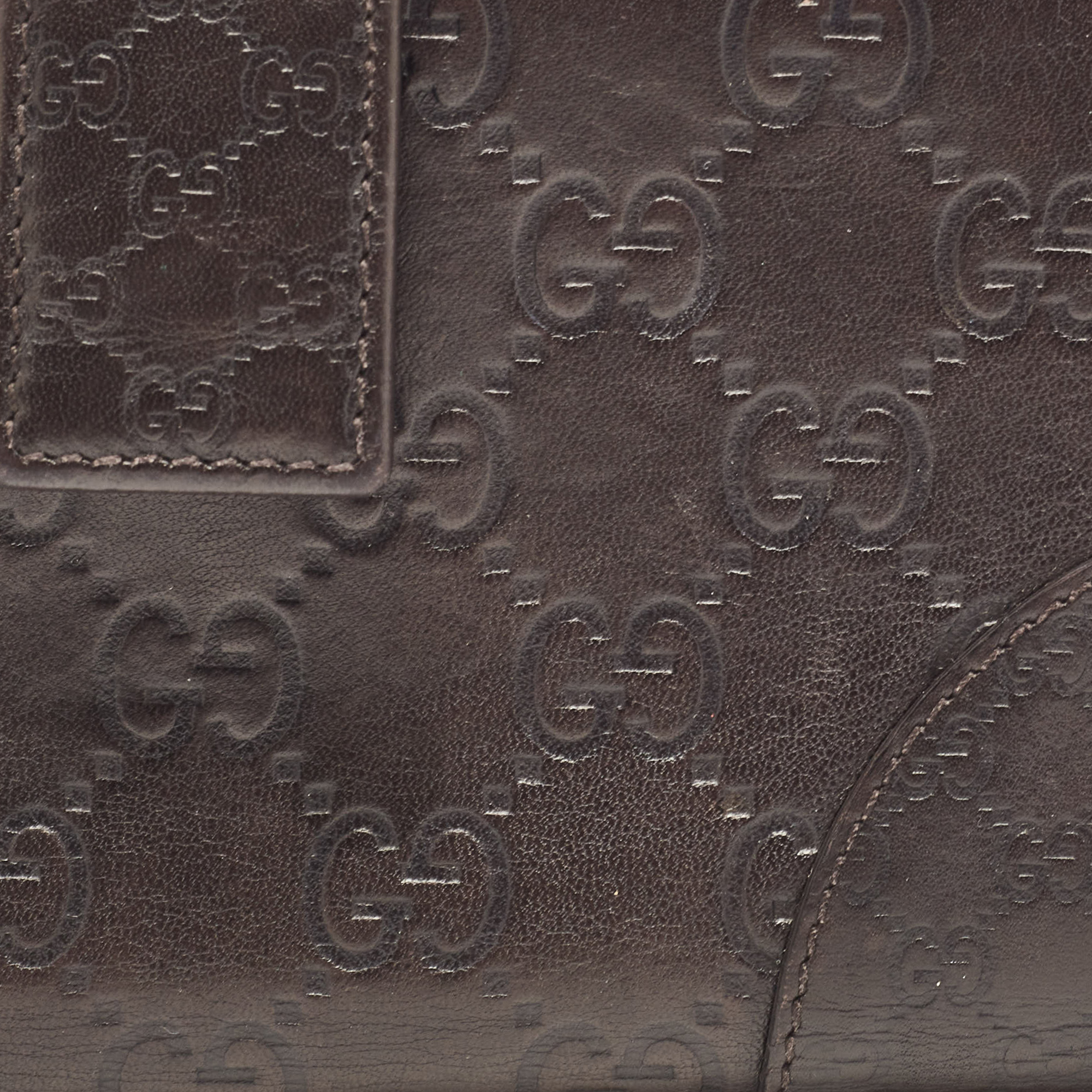 Gucci Dark Brown Guccissima Leather Interlocking G Flap Continental Wallet 