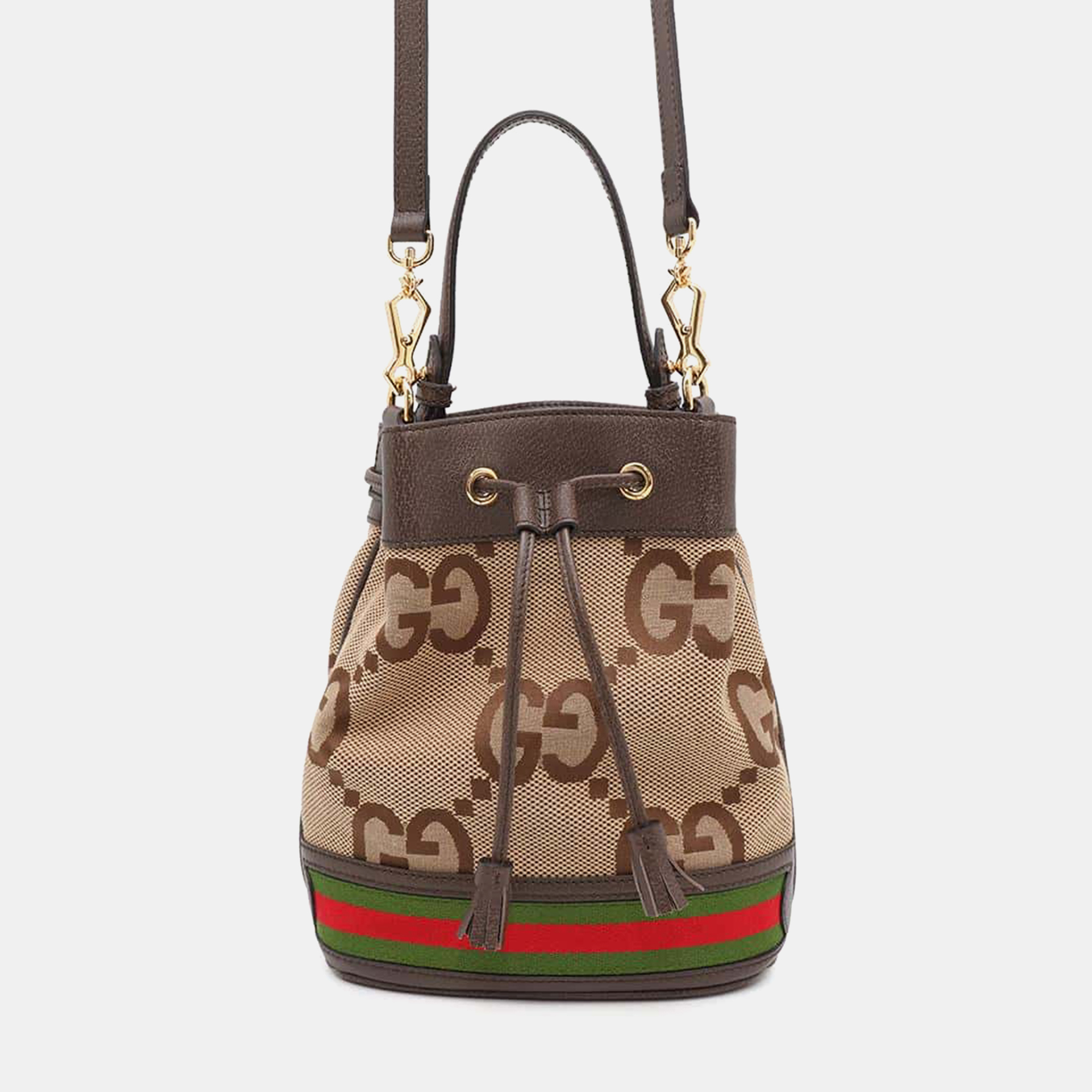 

Gucci Ophidia Beige/Brown Canvas Leather Size Small Bucket Bag