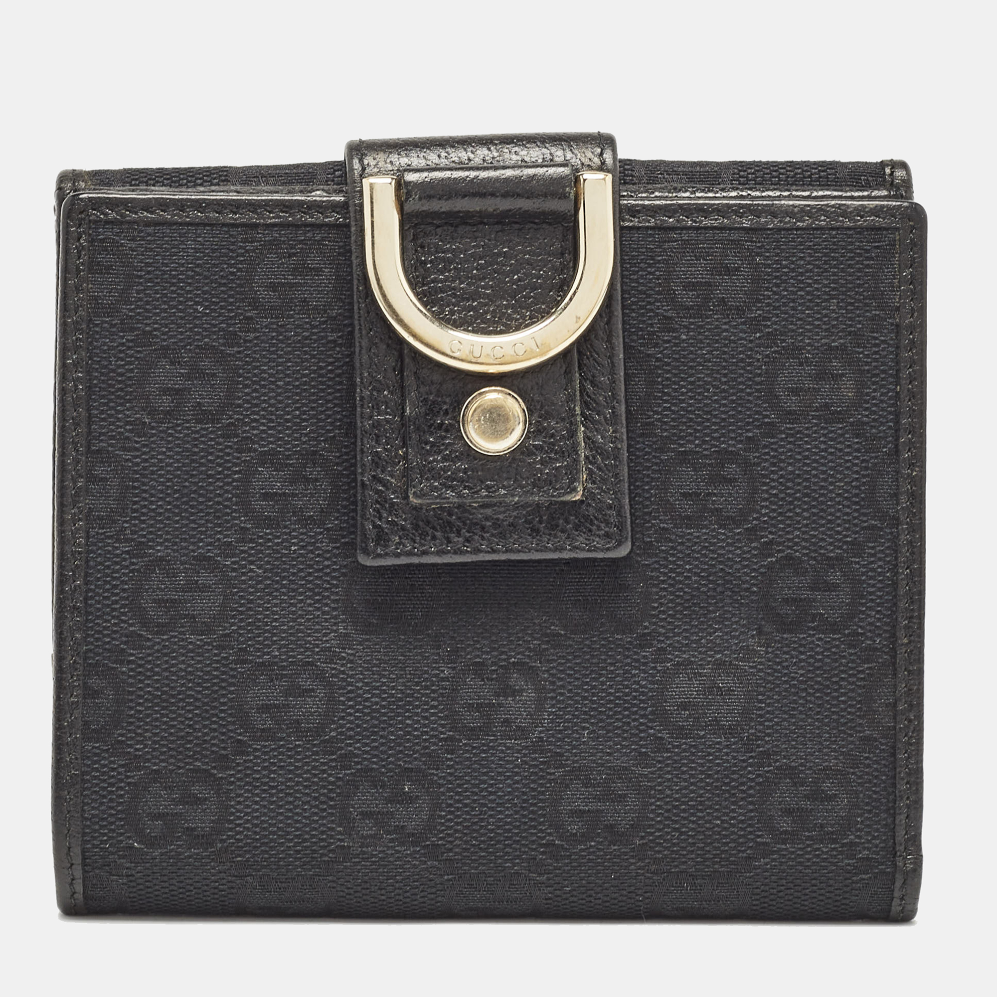 

Gucci Black GG Canvas and Leather Abbey Compact Wallet