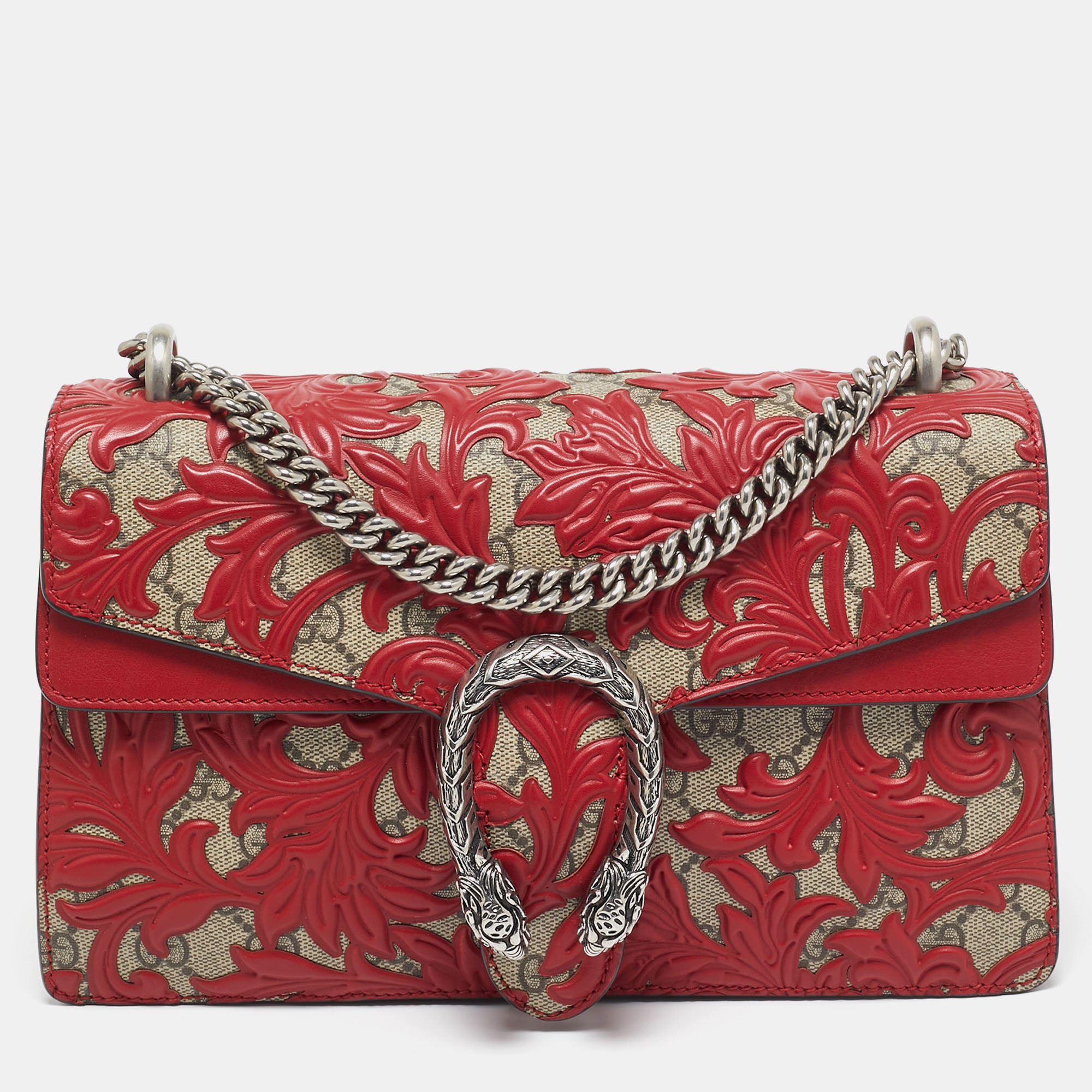 

Gucci Red GG Supreme Canvas  Dionysus Arabesque Shoulder Bag