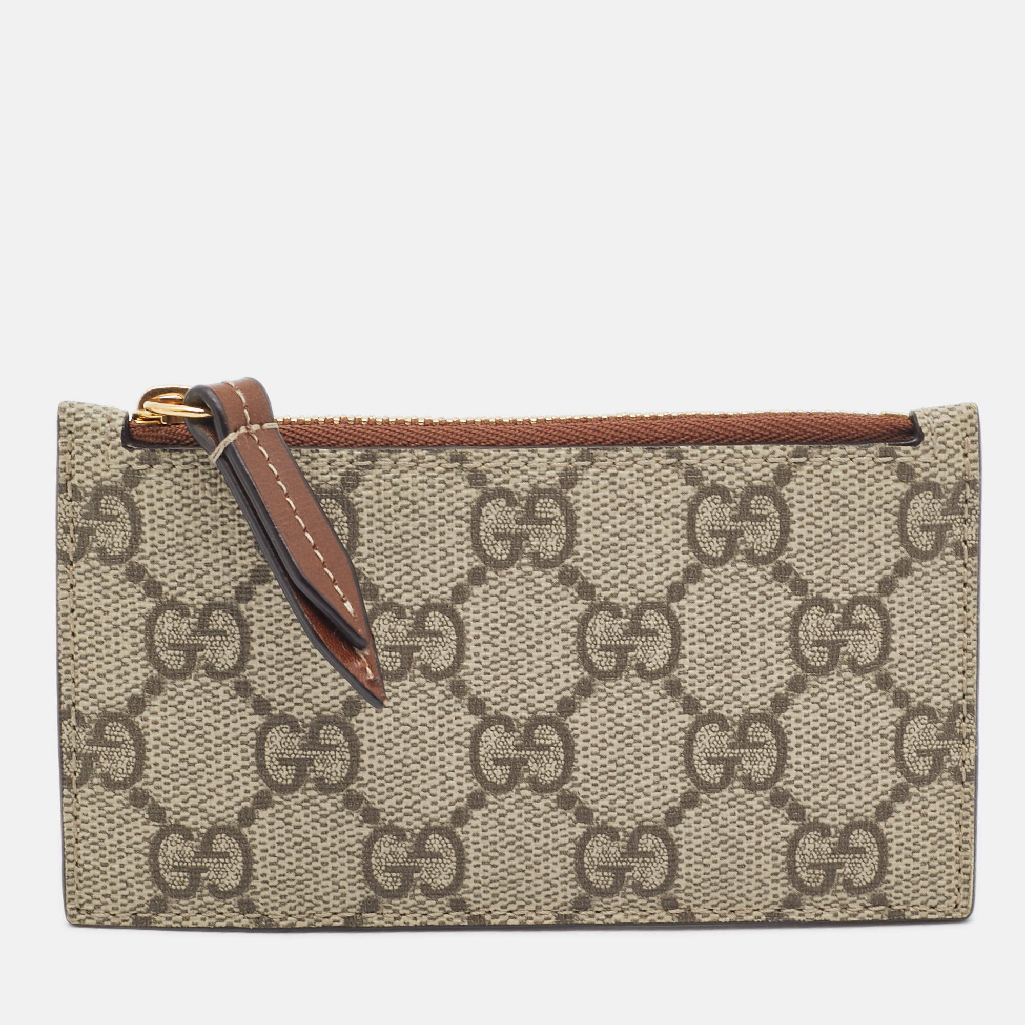 

Gucci Brown/Beige GG Supreme Canvas and Leather Zip Card Holder