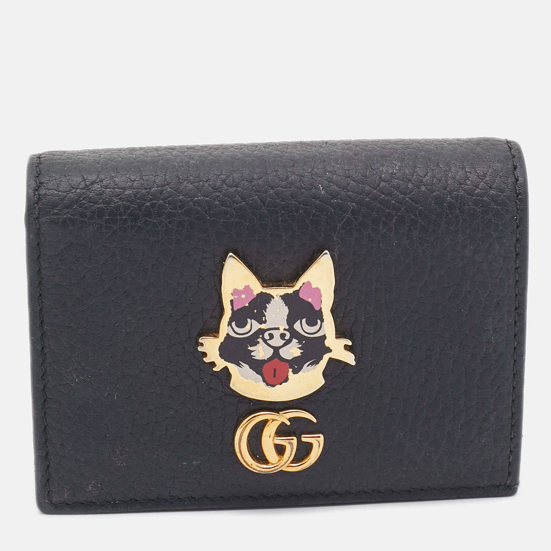 

Gucci Black Leather GG Marmont Bosco Card Case