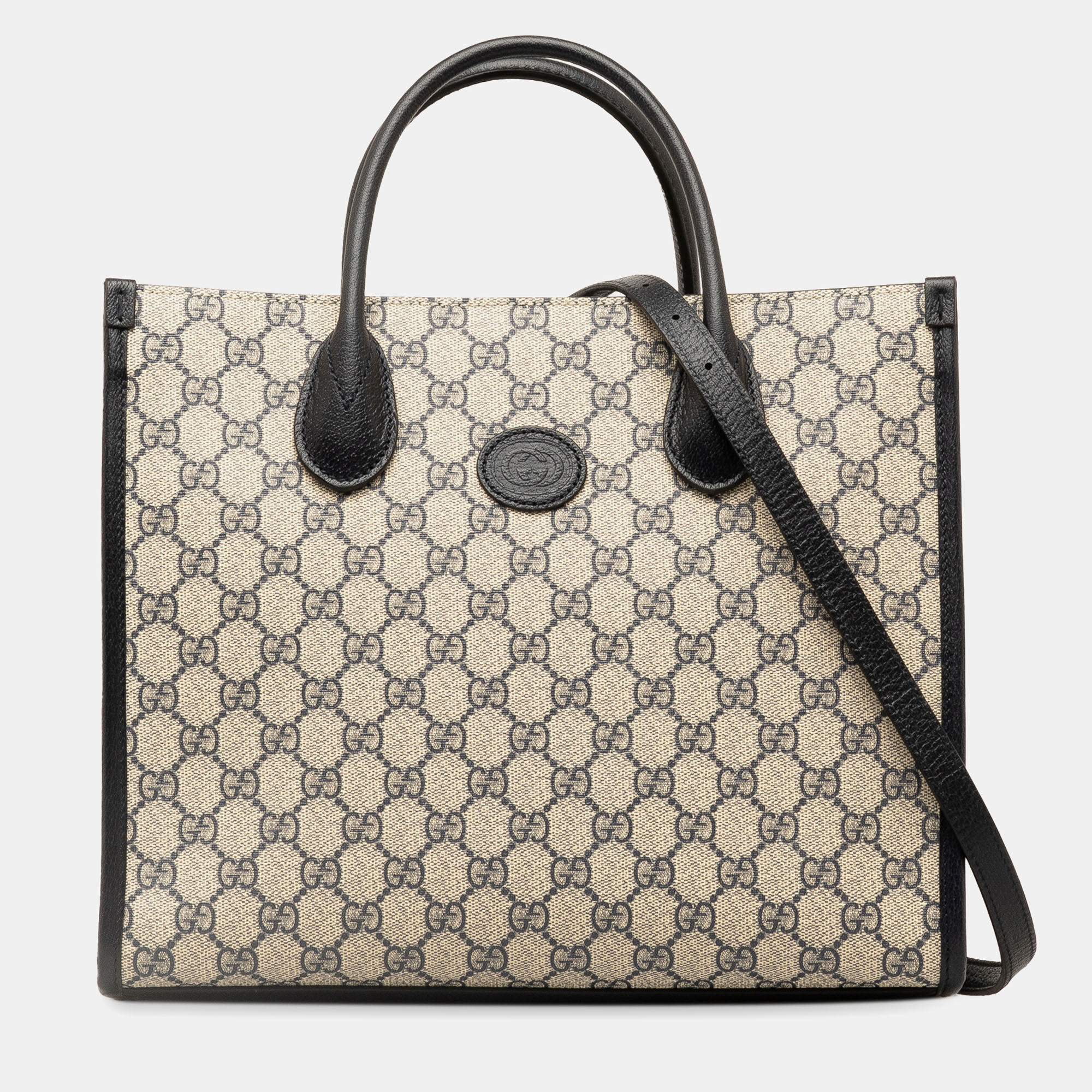 

Gucci Beige Brown Small GG Supreme Interlocking G Tote